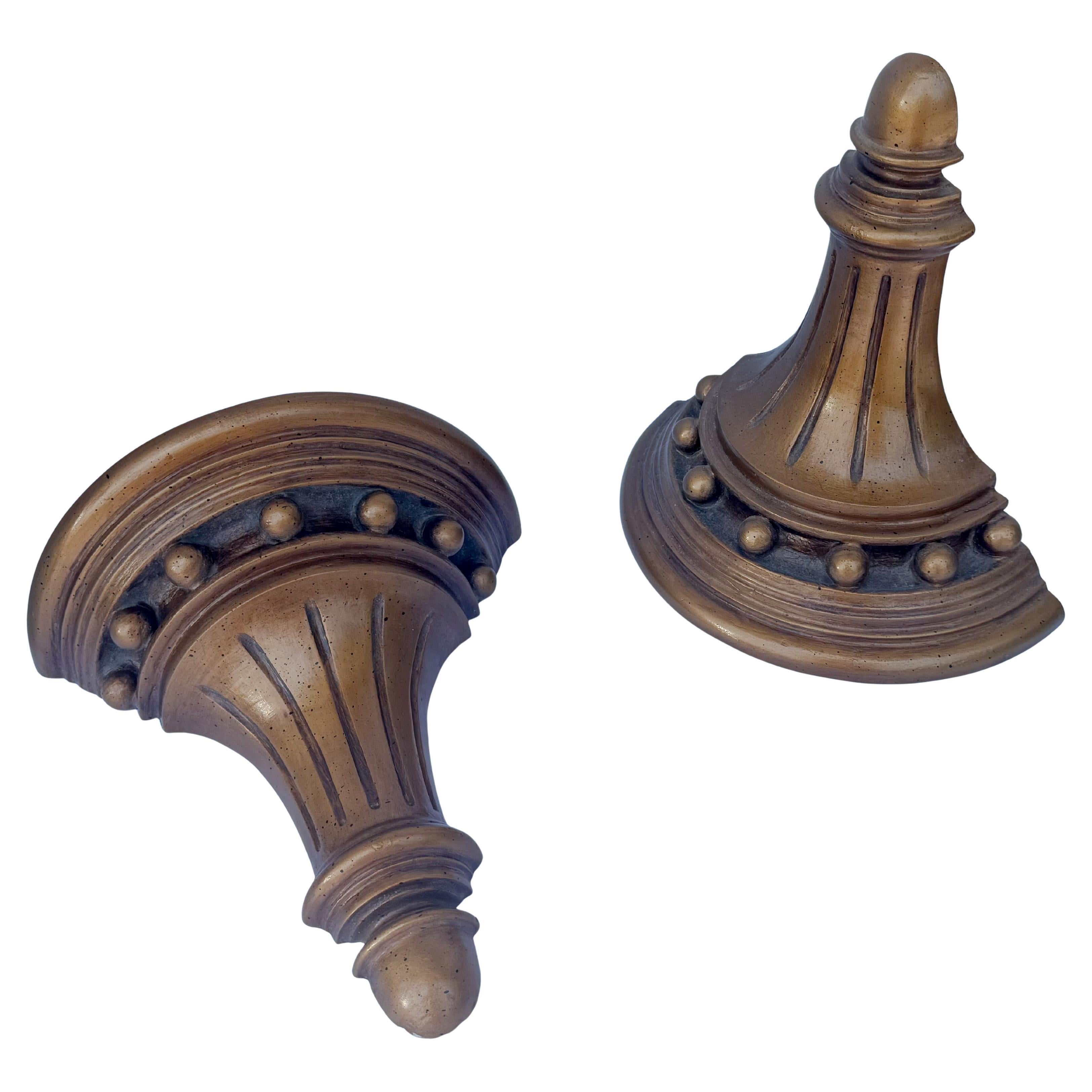 Late 20th-C. Federal Style Gilt Composition Wall Brackets For Plates - Pair For Sale