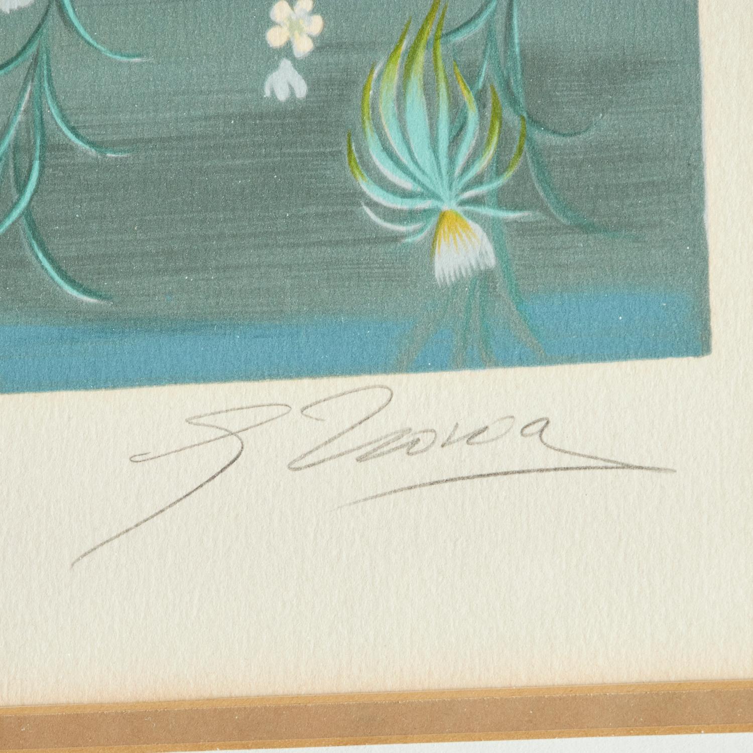 Metal Late 20th C. Framed Gustavo Novoa Pencil Signed, Titled and Numbered Lithograph For Sale