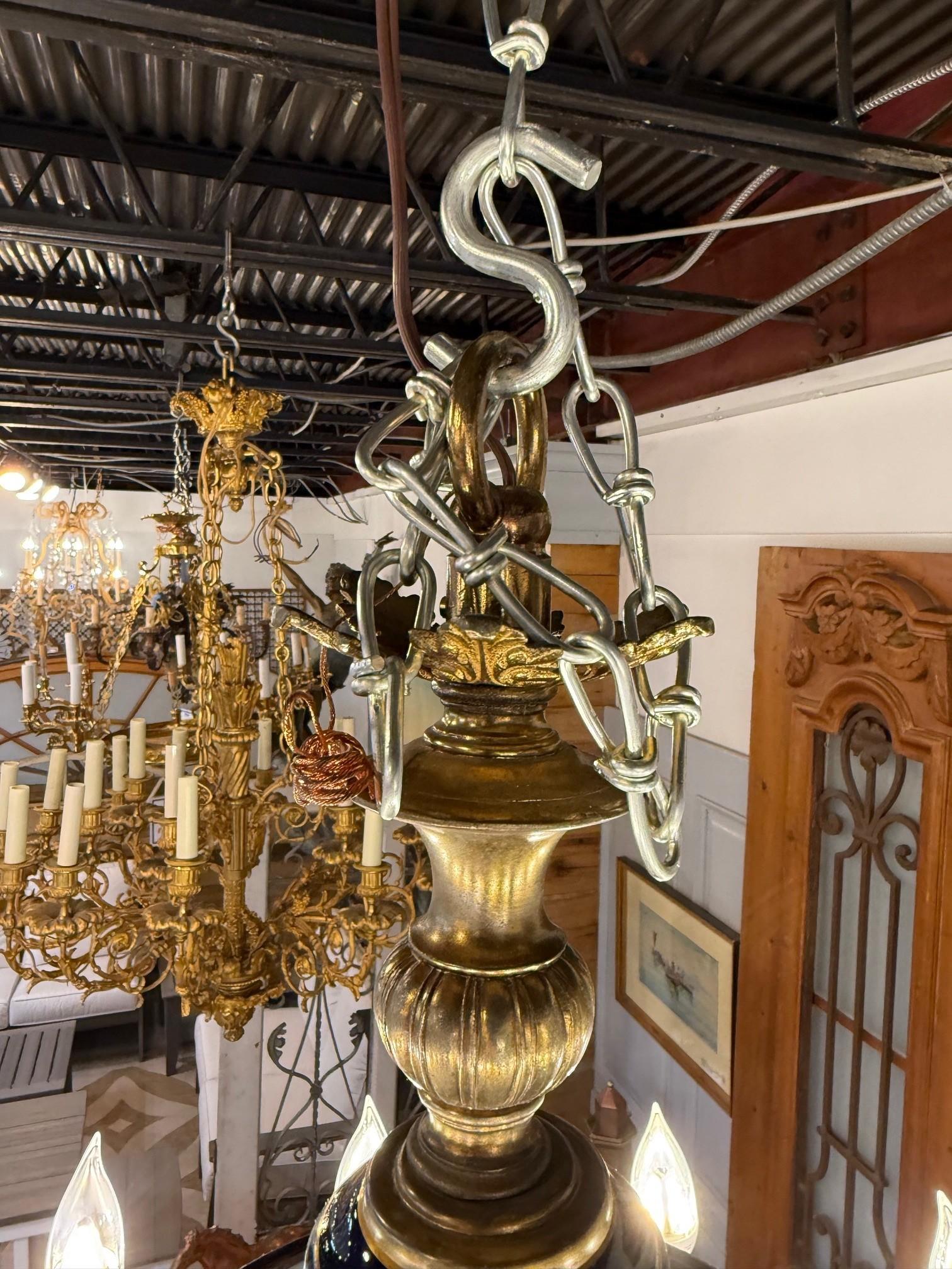 Late 20th C. French Limoges Cobalt Blue Porcelain Chandelier Floral 12 Lights For Sale 12