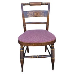 Late 20th C. Hitchcock Partial Gilt and Decorated Upholstered Seat Side Chair
