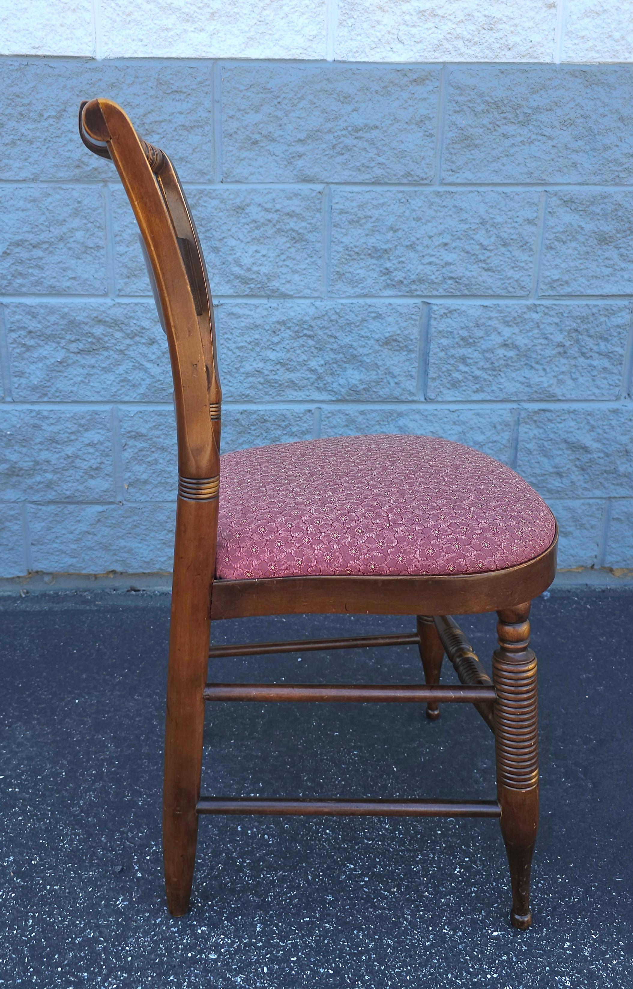 Mid-Century Modern Late 20th C. Hitchcock Partial Gilt and Decorated Upholstered Seat Side Chair For Sale