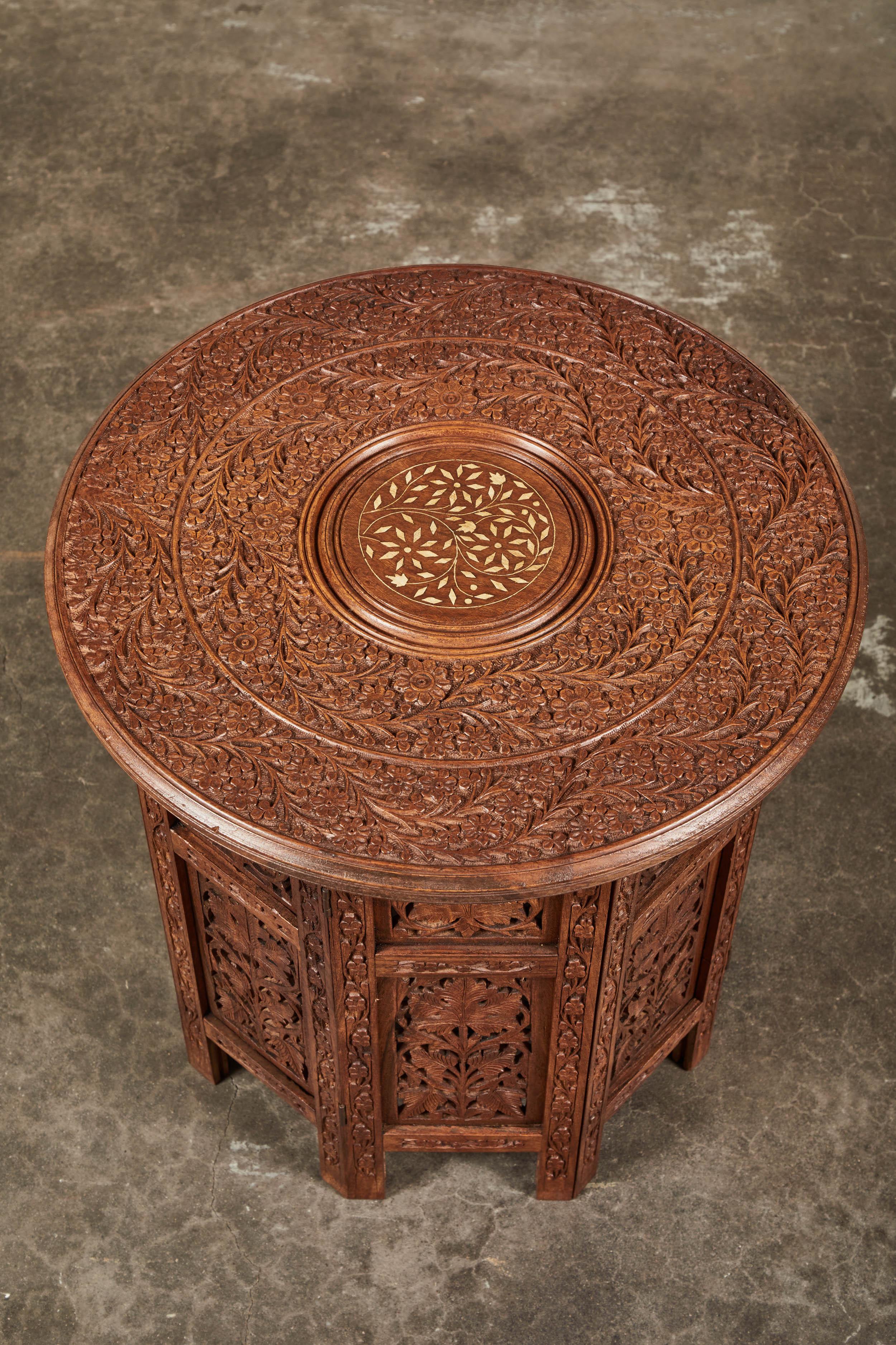 Late 20th Century Indian Carved Side Table 2