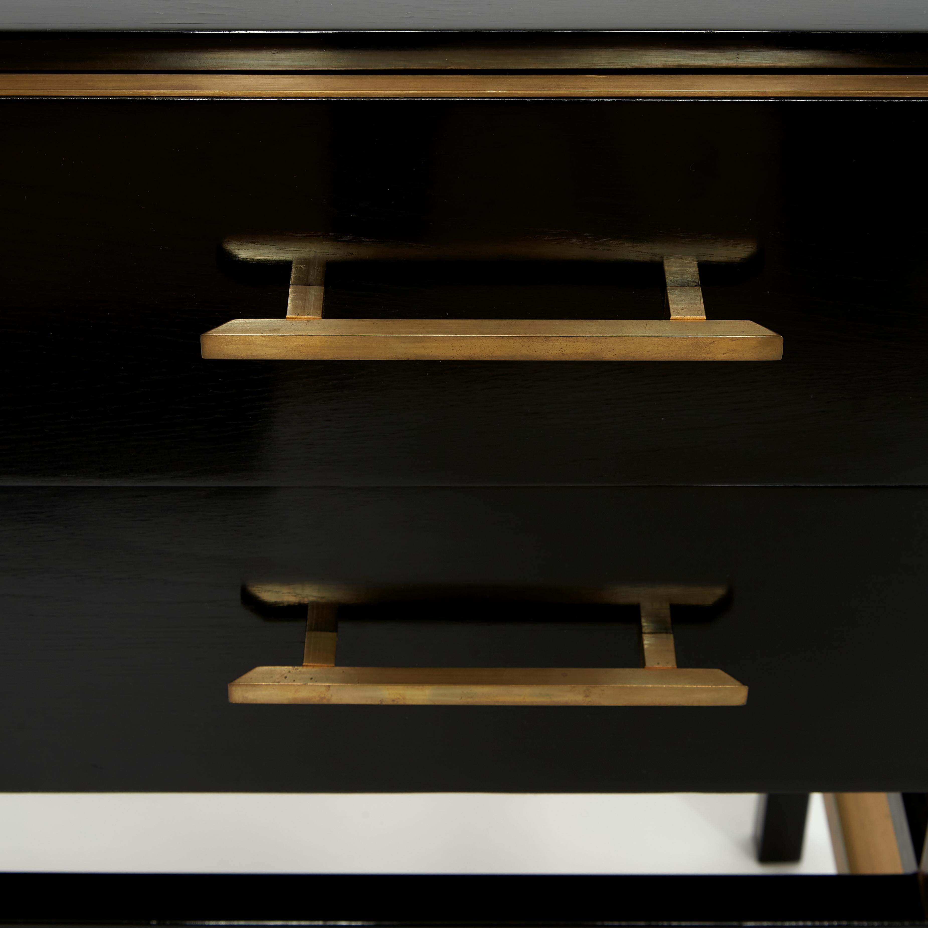 Hardwood Late 20th Century Italian Ebonized 2-Drawer Cabinet