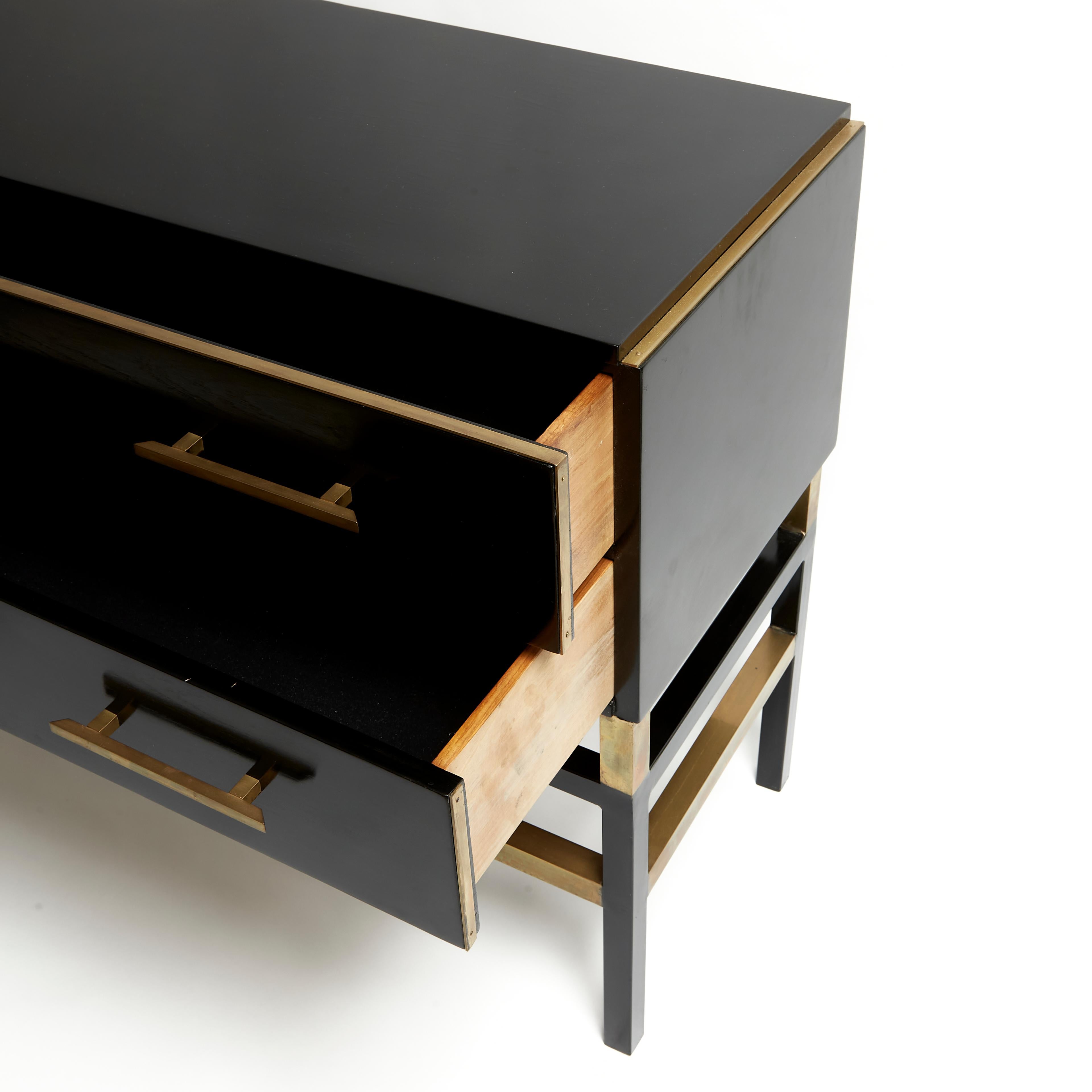 Late 20th Century Italian Ebonized 2-Drawer Cabinet 3