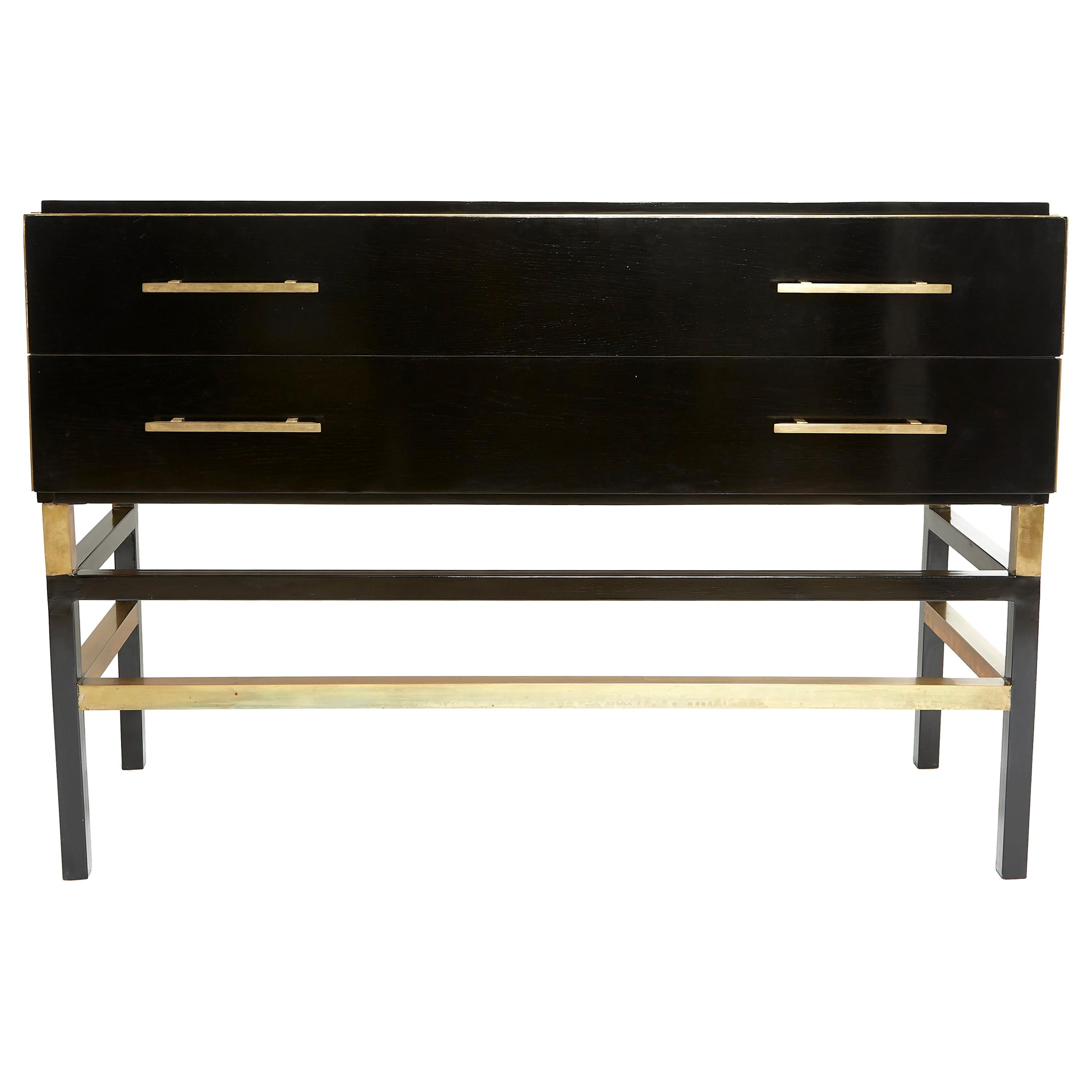 Late 20th Century Italian Ebonized 2-Drawer Cabinet