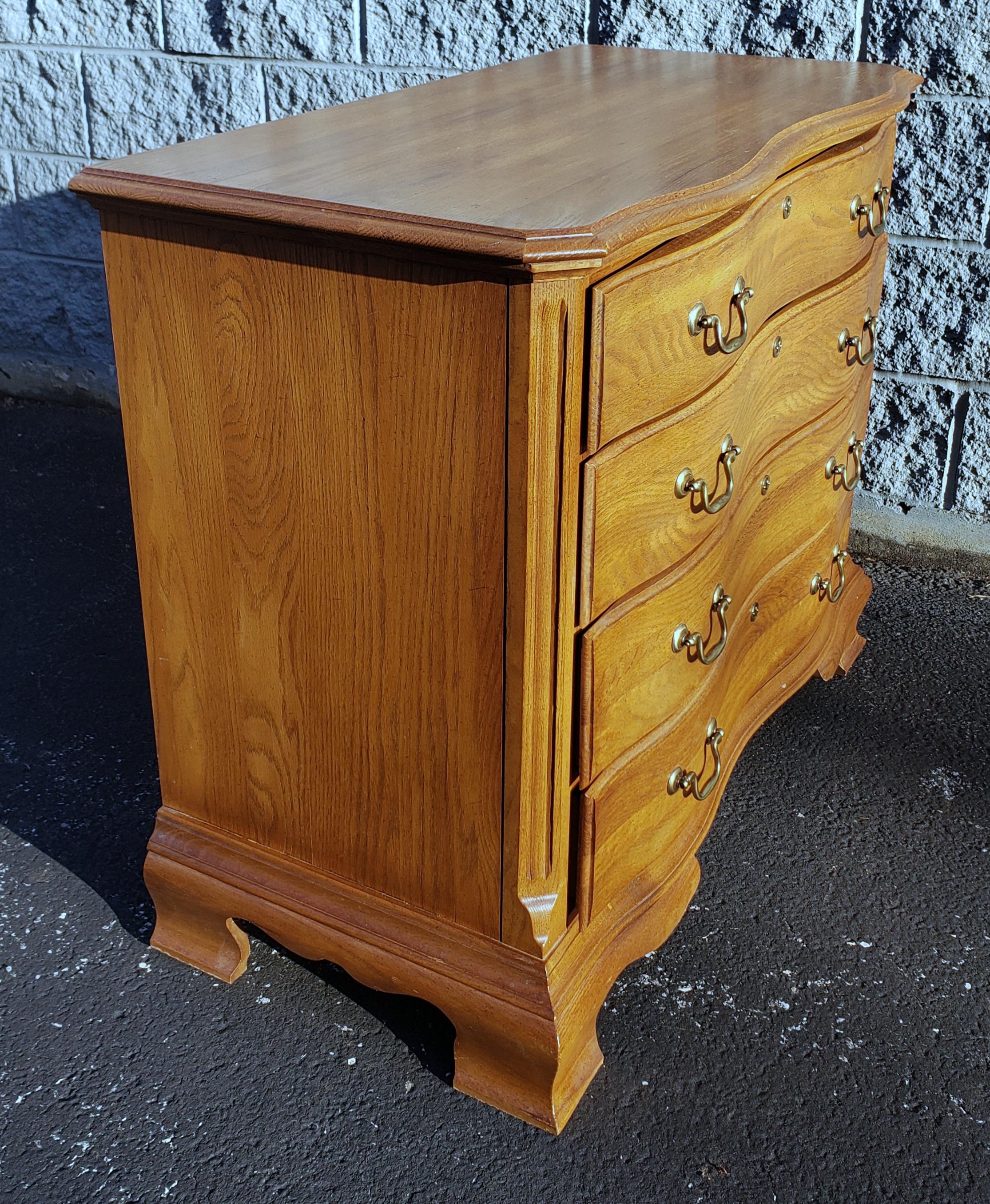 20th Century Late 20th C. Kincaid Chippendale Solid Oak Chest of Drawers For Sale