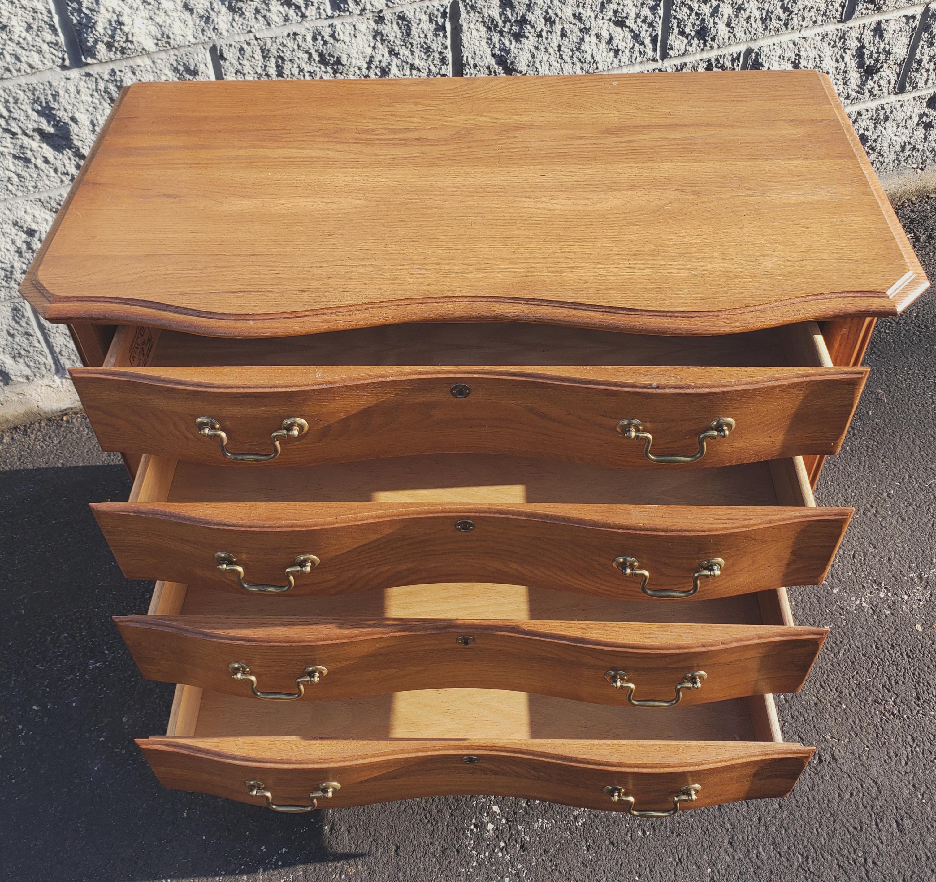 Late 20th C. Kincaid Chippendale Solid Oak Chest of Drawers For Sale 2