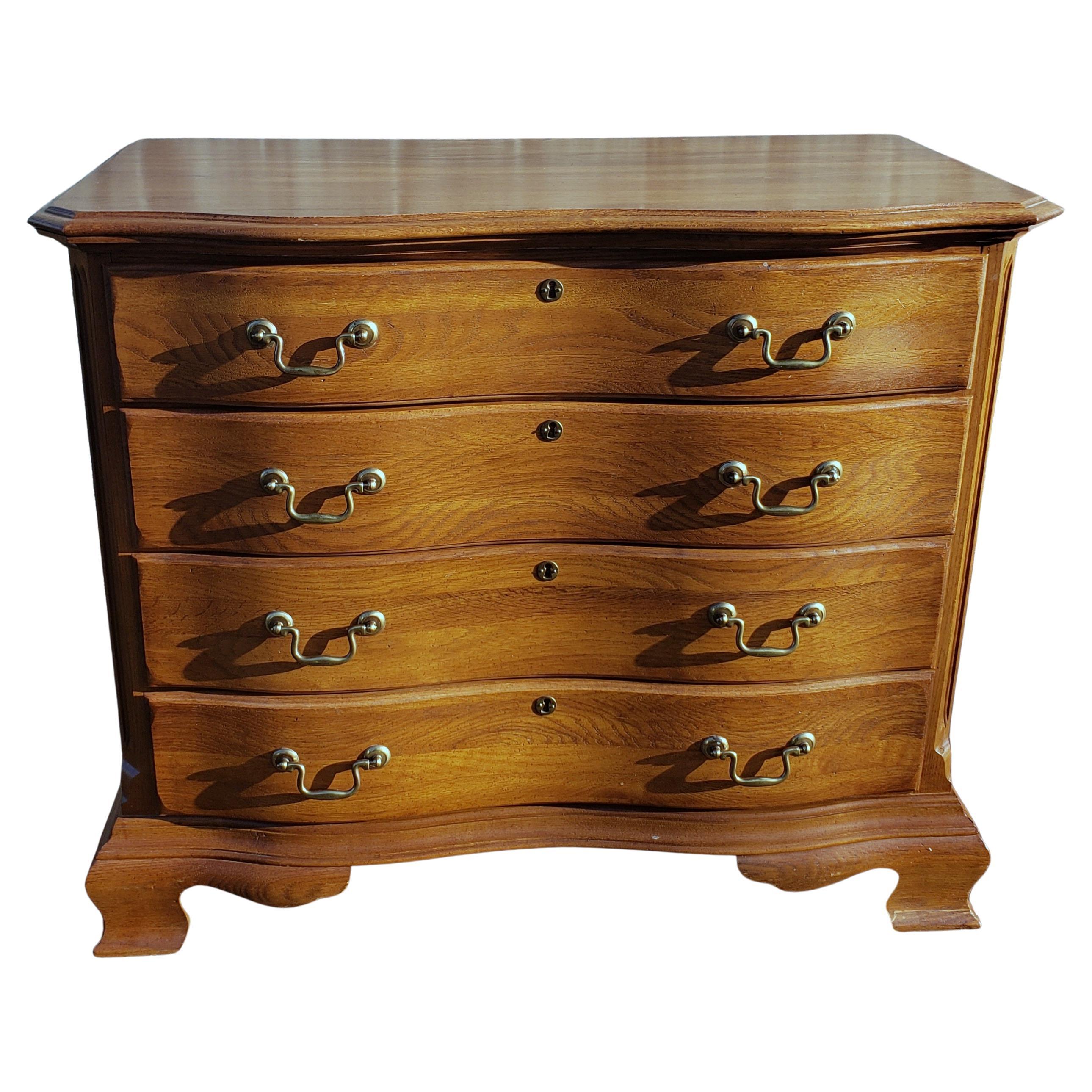 Late 20th C. Kincaid Chippendale Solid Oak Chest of Drawers For Sale