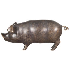 Late 20th c. Large Bronze Piggy Bank