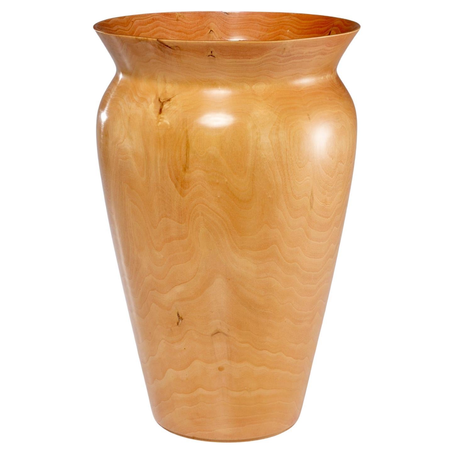 Late 20th C. Large Classically Shaped Wood Turned Vase with Tactile Patina For Sale