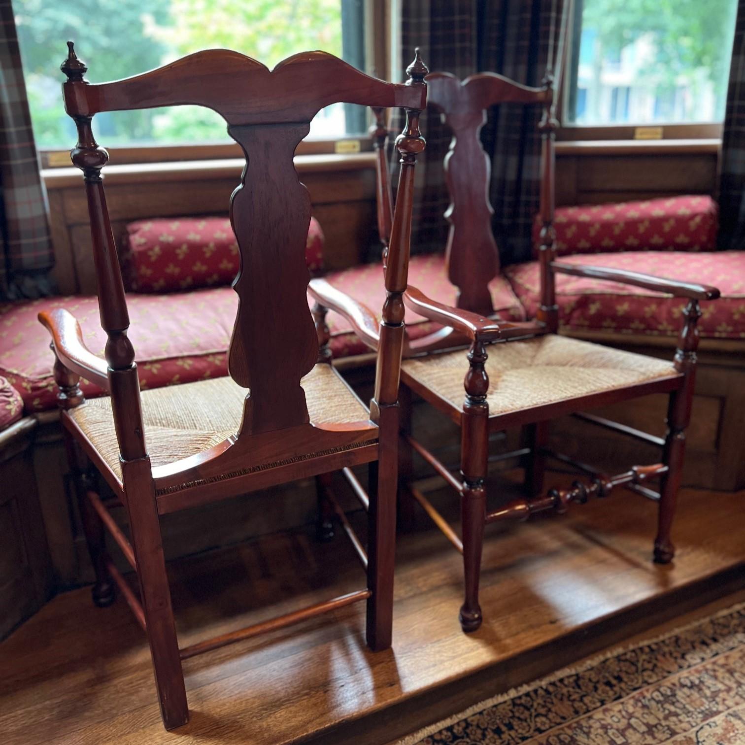 Late 20th C. Lillian August Cherry Wood Dining Chair with Rush Seat - A Pair For Sale 4