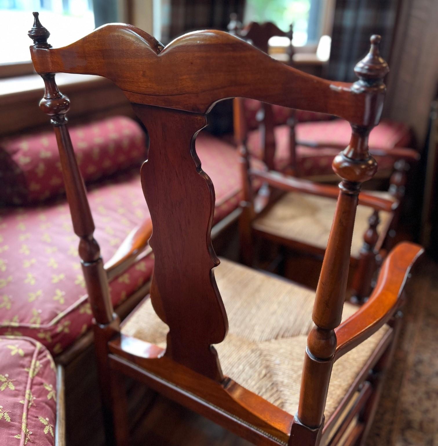 Late 20th C. Lillian August Cherry Wood Dining Chair with Rush Seat - A Pair For Sale 6