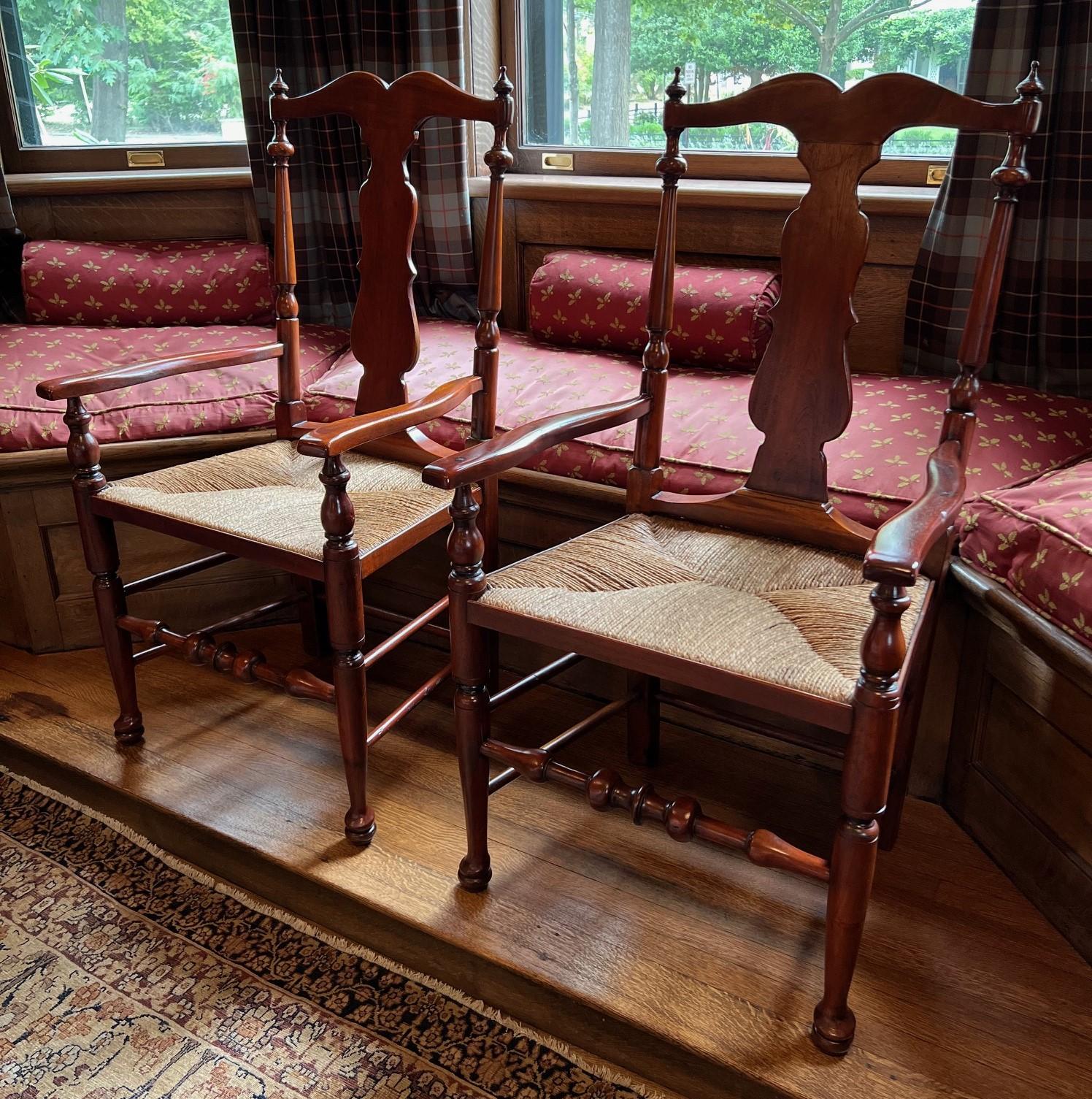 Late 20th C. Lillian August Cherry Wood Dining Chair with Rush Seat - A Pair For Sale 13
