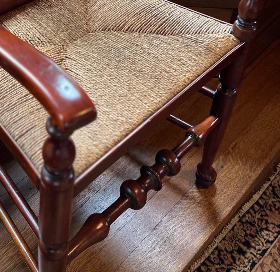 American Late 20th C. Lillian August Cherry Wood Dining Chair with Rush Seat - A Pair For Sale