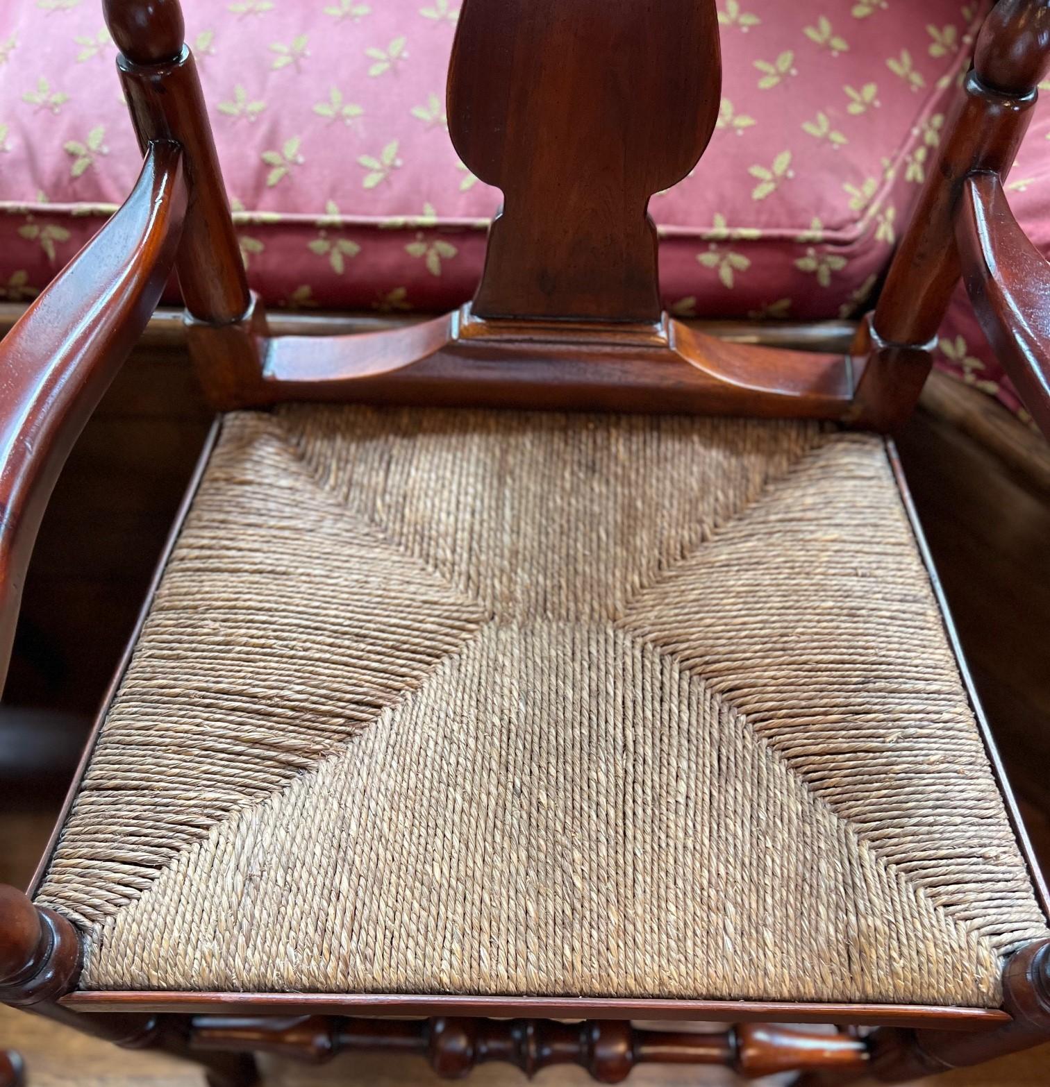 Joinery Late 20th C. Lillian August Cherry Wood Dining Chair with Rush Seat - A Pair For Sale