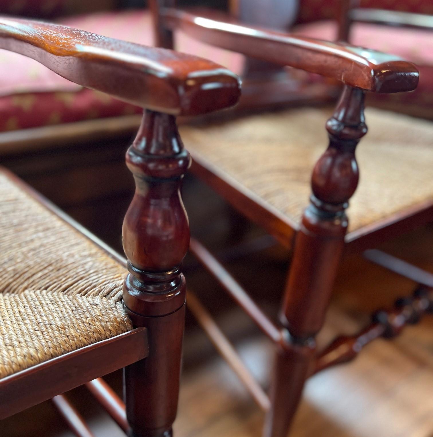 Late 20th C. Lillian August Cherry Wood Dining Chair with Rush Seat - A Pair In Good Condition For Sale In Morristown, NJ