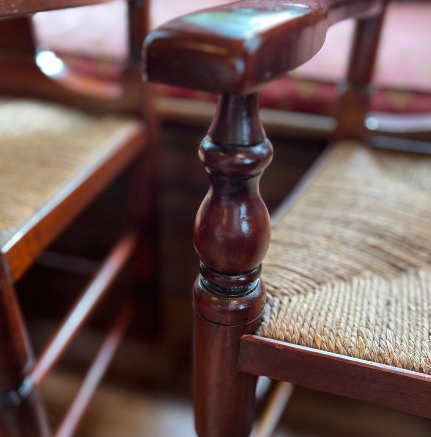 Late 20th Century Late 20th C. Lillian August Cherry Wood Dining Chair with Rush Seat - A Pair For Sale