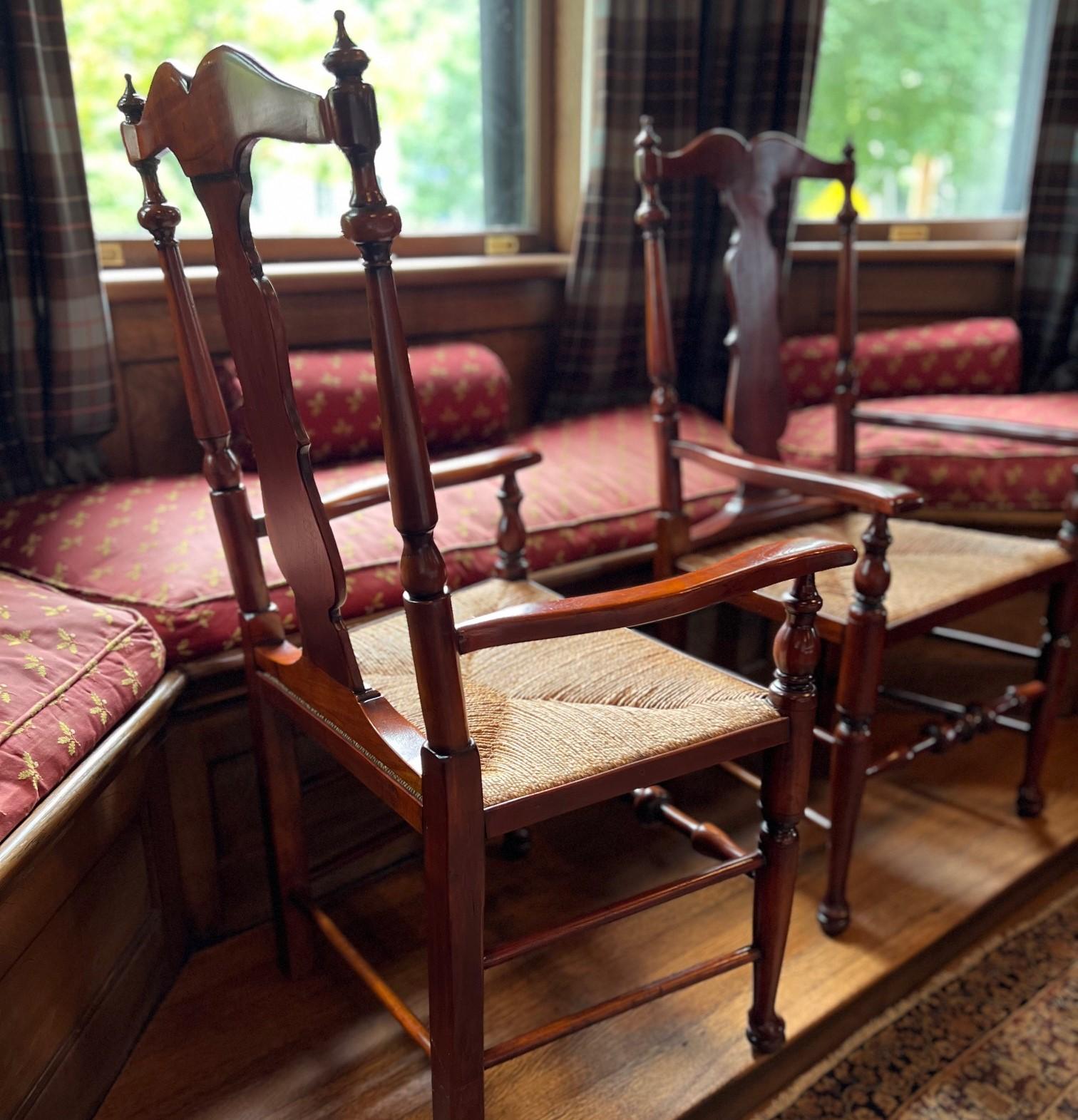 Late 20th C. Lillian August Cherry Wood Dining Chair with Rush Seat - A Pair For Sale 1