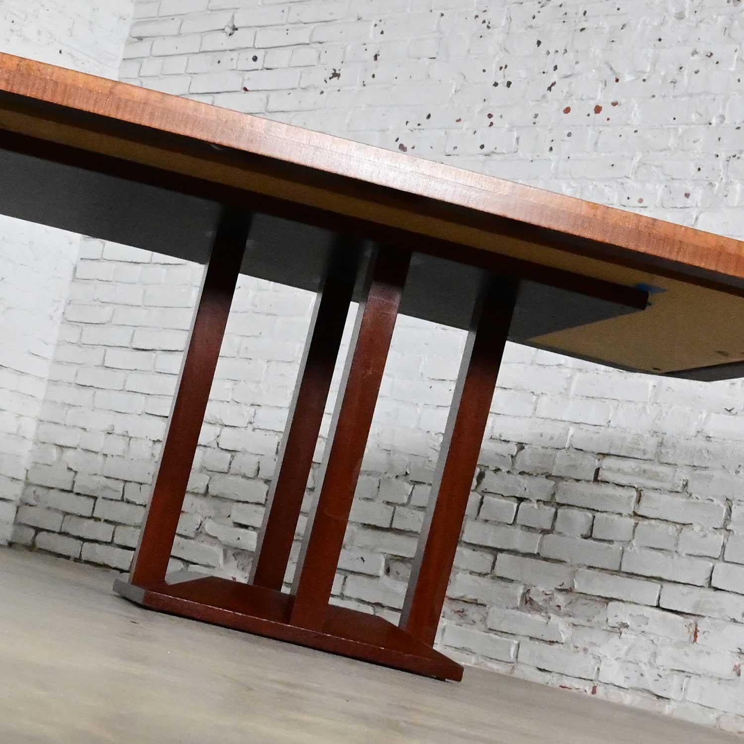 Late 20th C Modern Large Custom Mahogany Dbl Pedestal Dining or Conference Table For Sale 4