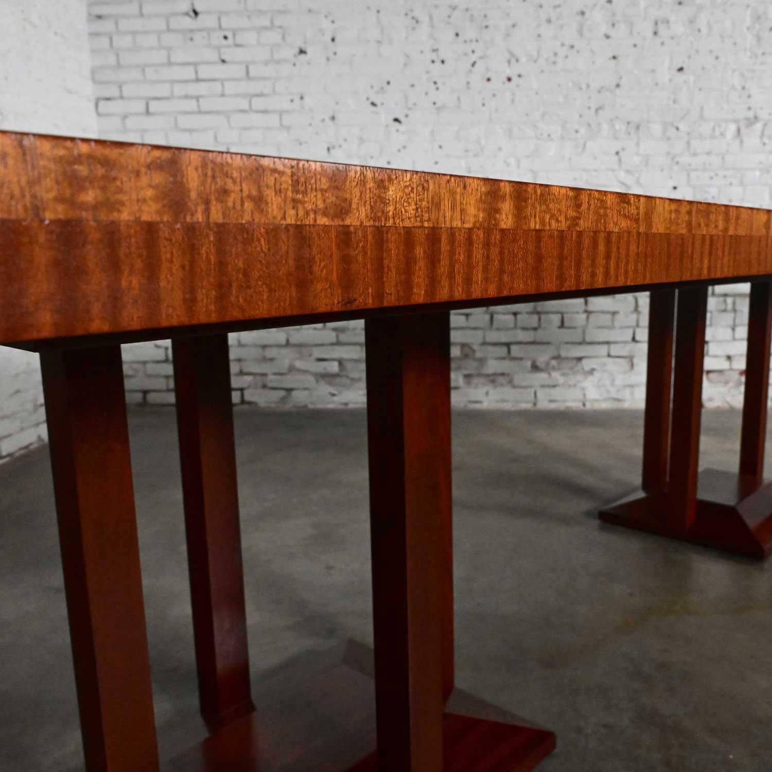 Late 20th C Modern Large Custom Mahogany Dbl Pedestal Dining or Conference Table For Sale 5