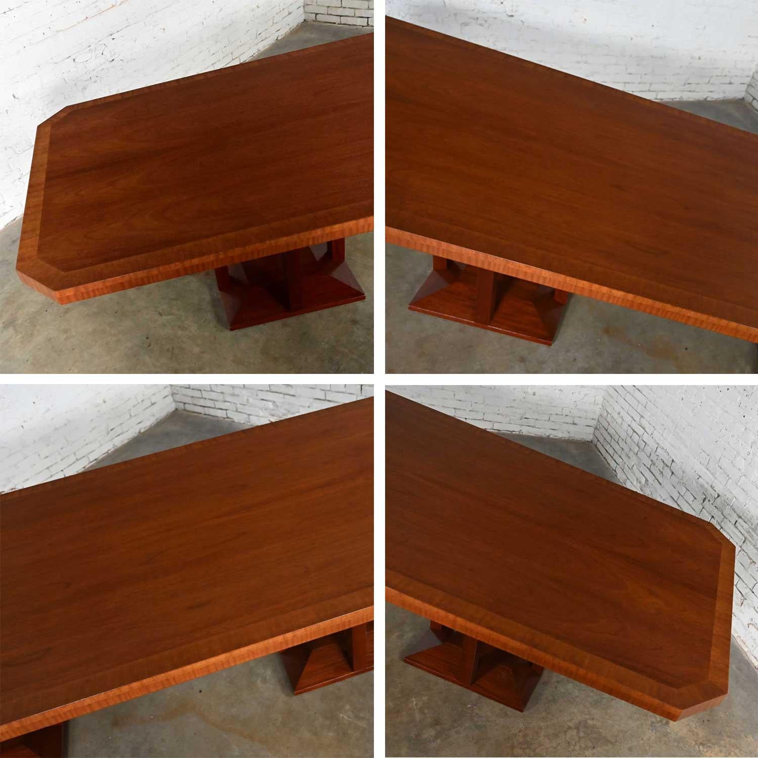 Late 20th C Modern Large Custom Mahogany Dbl Pedestal Dining or Conference Table For Sale 6