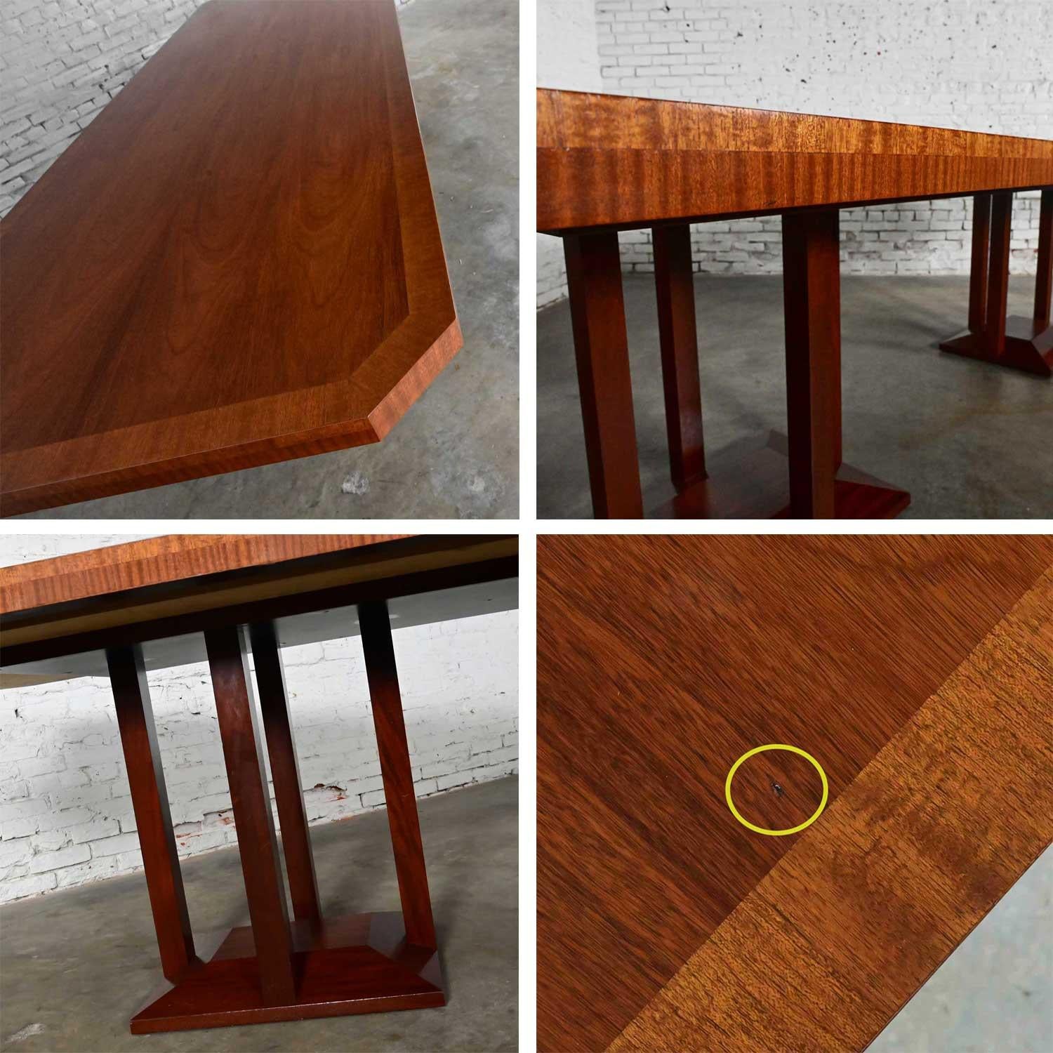 Late 20th C Modern Large Custom Mahogany Dbl Pedestal Dining or Conference Table For Sale 7