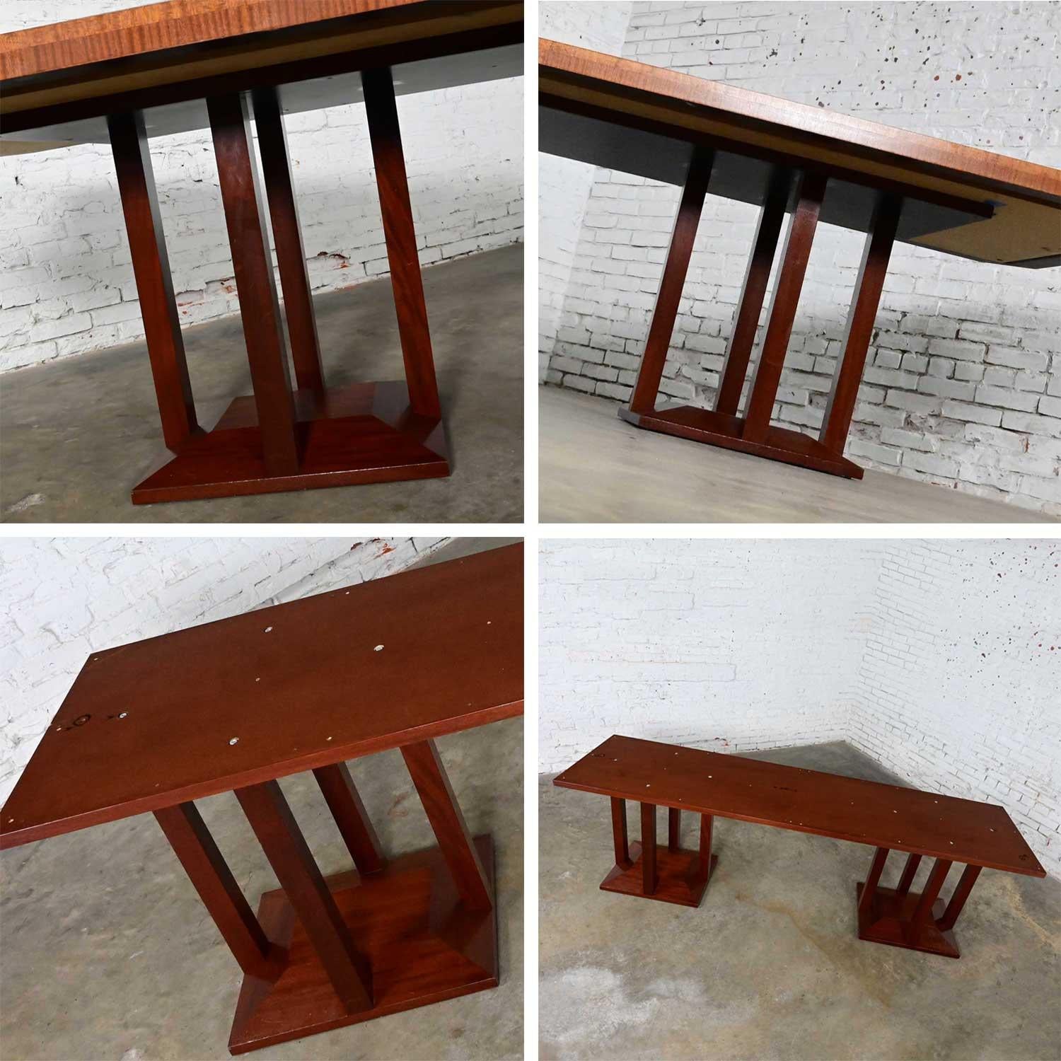 Late 20th C Modern Large Custom Mahogany Dbl Pedestal Dining or Conference Table For Sale 8