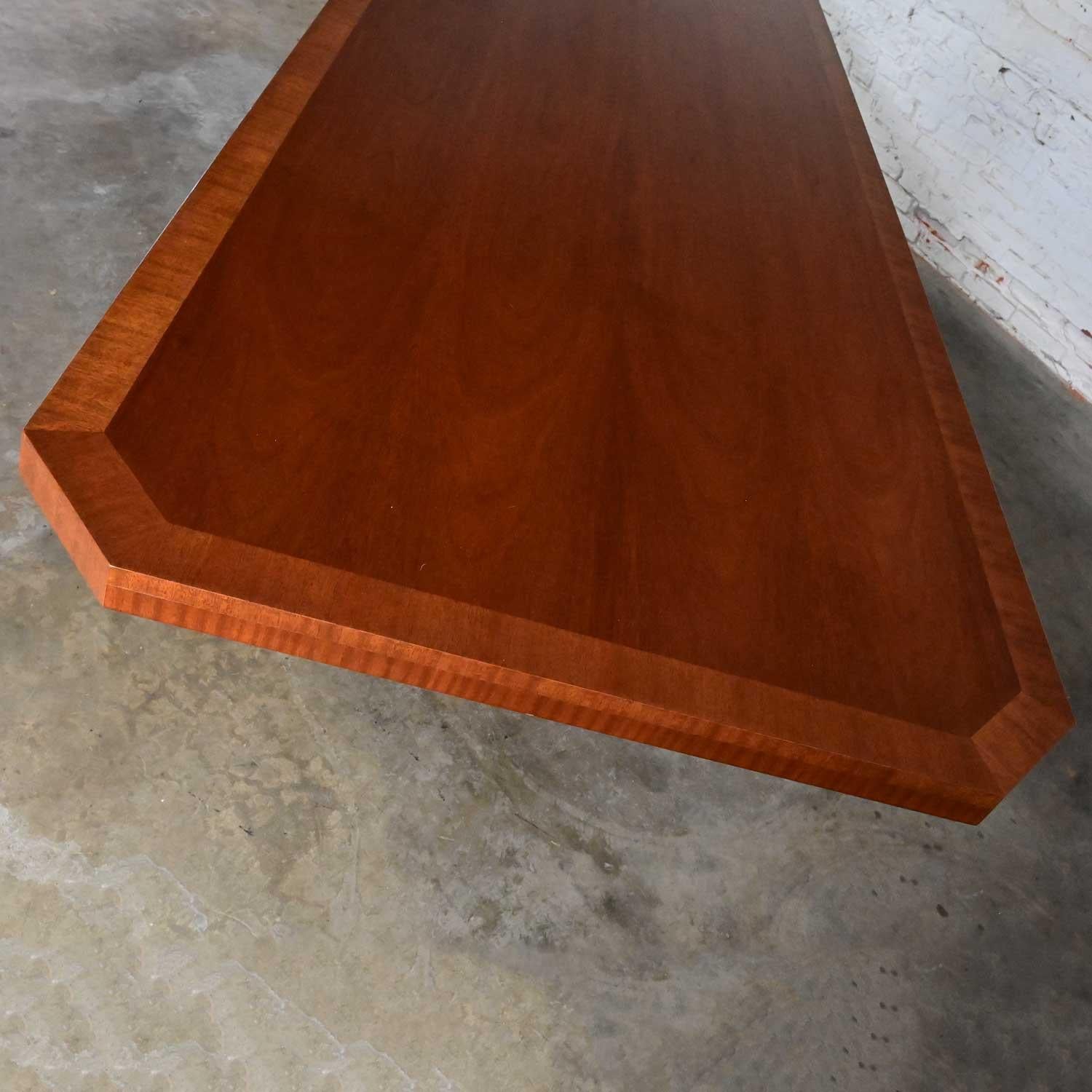 Late 20th C Modern Large Custom Mahogany Dbl Pedestal Dining or Conference Table For Sale 9