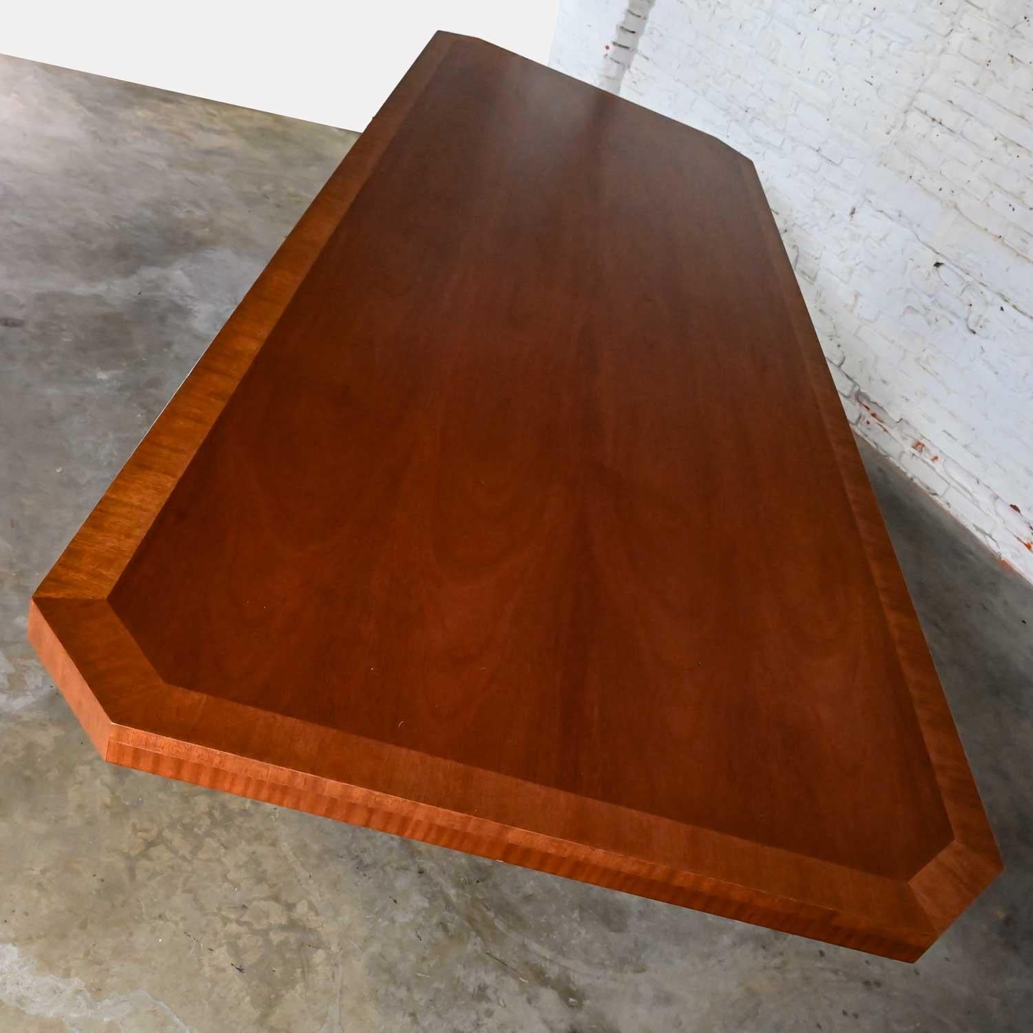 Late 20th C Modern Large Custom Mahogany Dbl Pedestal Dining or Conference Table For Sale 10