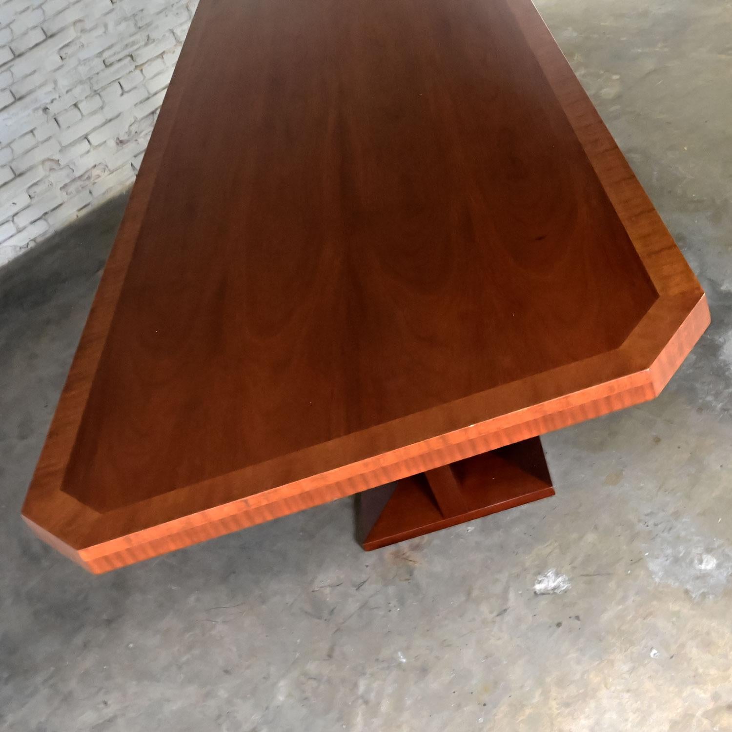 Late 20th C Modern Large Custom Mahogany Dbl Pedestal Dining or Conference Table For Sale 11