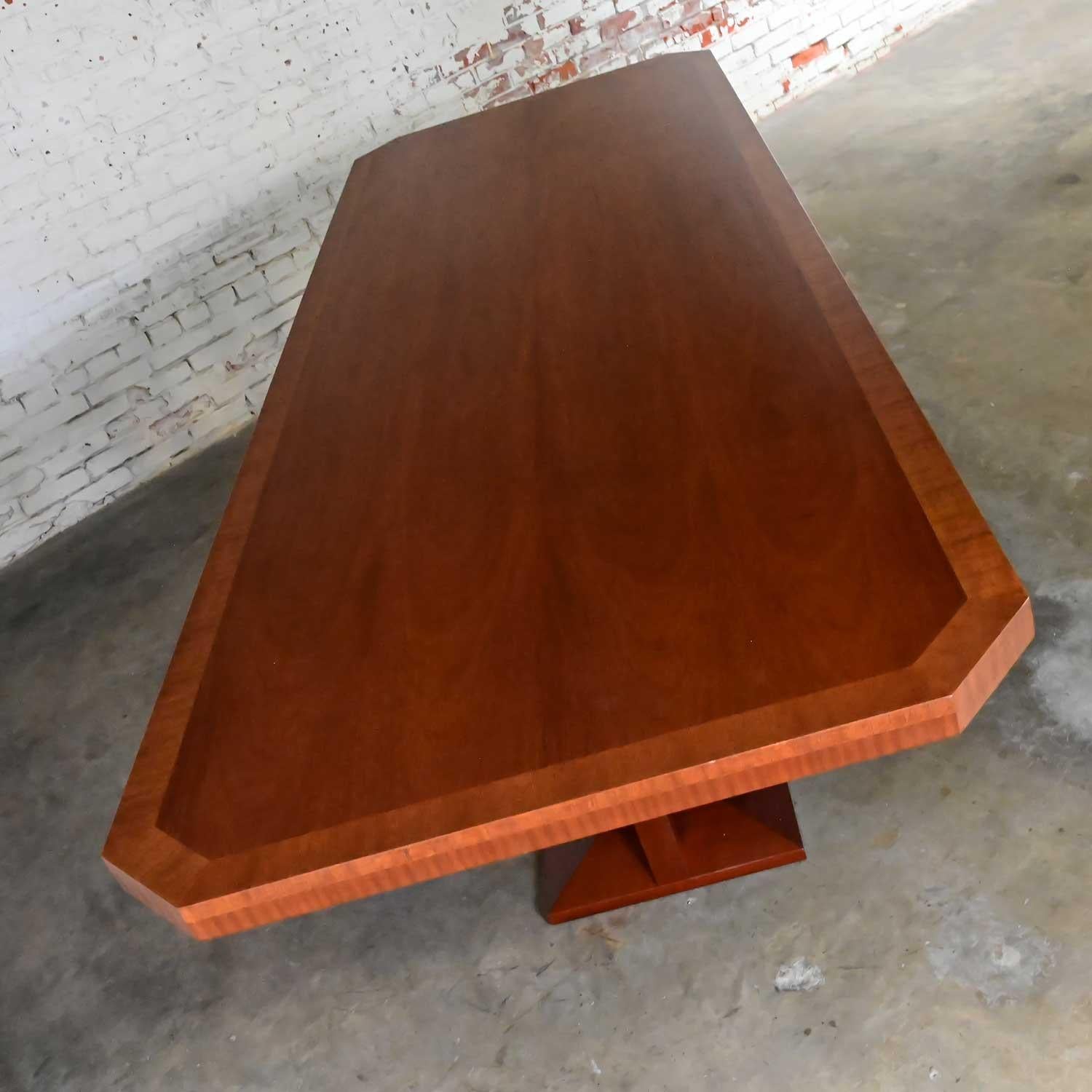 Late 20th C Modern Large Custom Mahogany Dbl Pedestal Dining or Conference Table For Sale 12