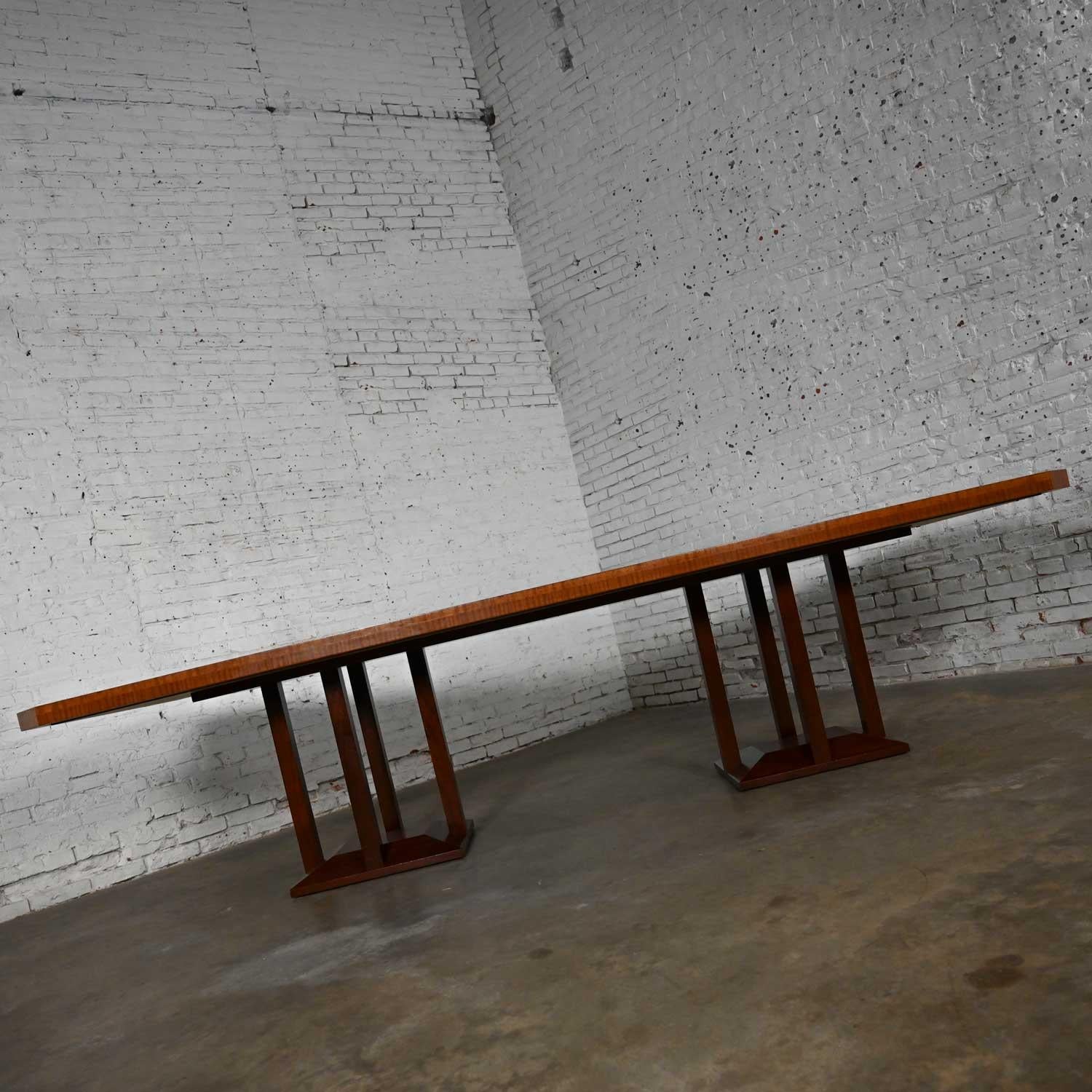 Late 20th C Modern Large Custom Mahogany Dbl Pedestal Dining or Conference Table In Good Condition For Sale In Topeka, KS