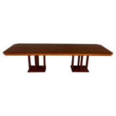 Mesa de comedor o conferencia de doble pedestal de caoba de finales del siglo XX