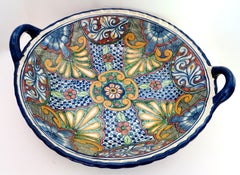Late 20th C. Oversized Talavera Highly Decorated Bowl. Mexico Circa. 1990
