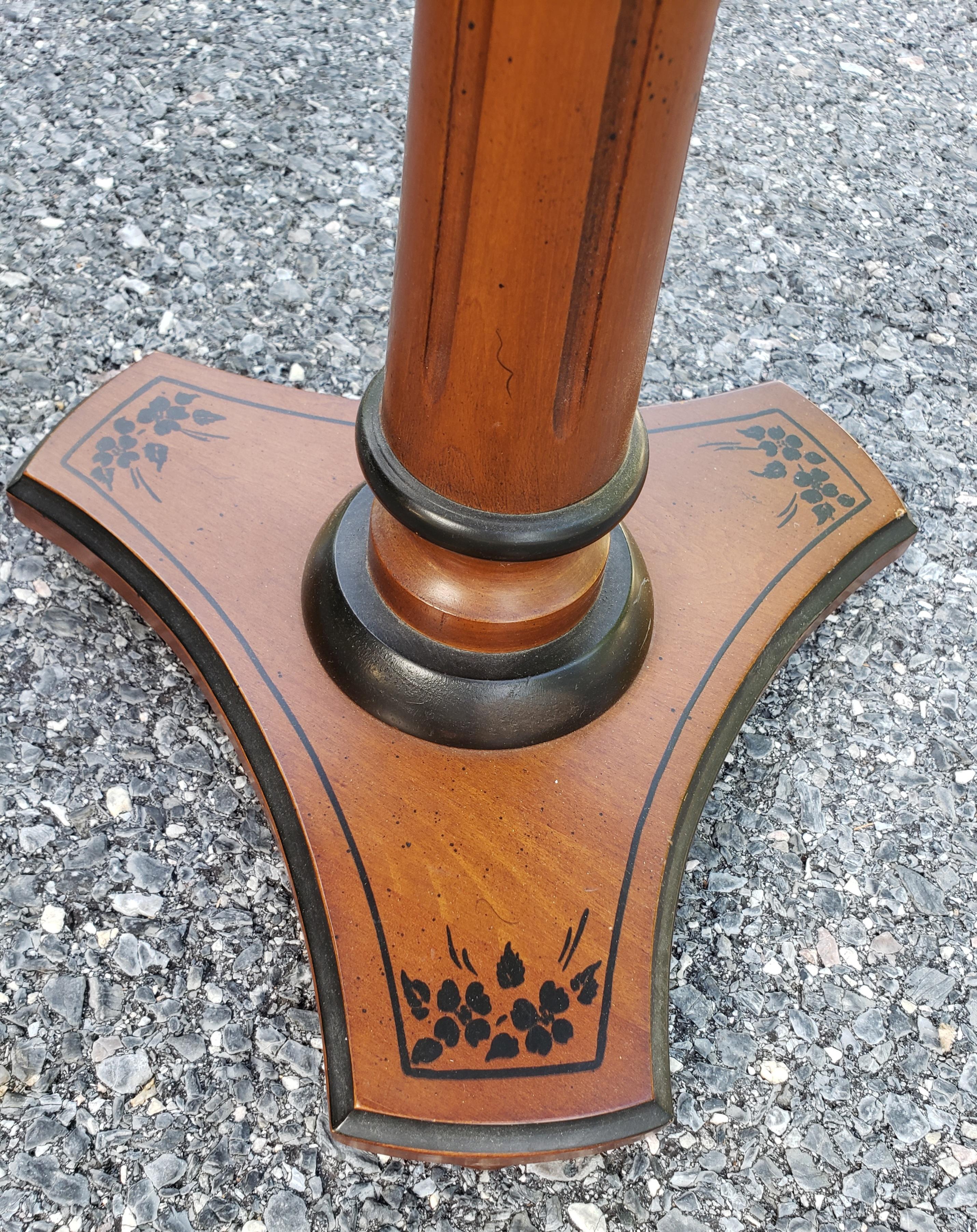 Late 20th Century  Pedestal Walnut Candle Stand with Brass Tray Insert

Measures 12.75