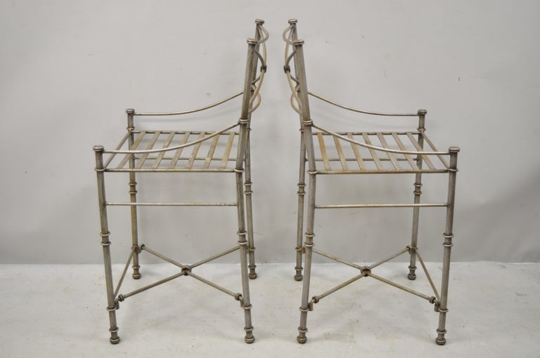 Late 20th Century Pier 1 Medici Pewter, Pier One Black Wrought Iron Bar Stools