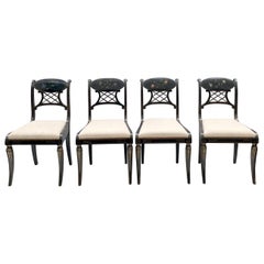 Late 20th-C. Regency Style And Tole Painted Rose Tarlow Side Chairs, S/4
