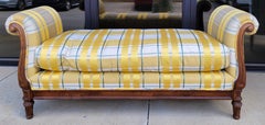 Late 20th-C. Regency Style Mahogany Upholstered Daybed / Bench / Chaise