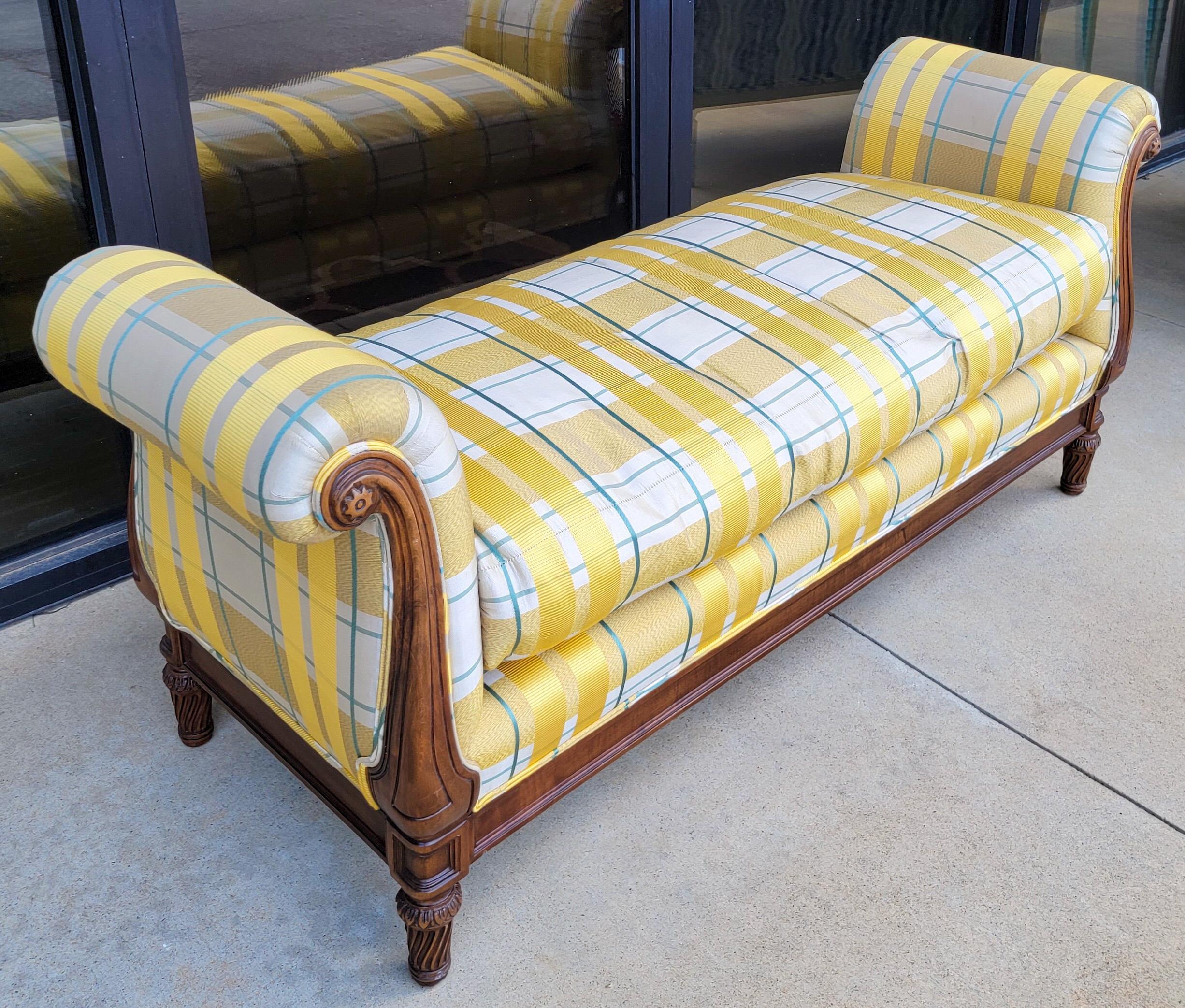 Late 20th-C. Regency Style Mahogany Upholstered Daybed / Bench / Chaise In Good Condition In Kennesaw, GA