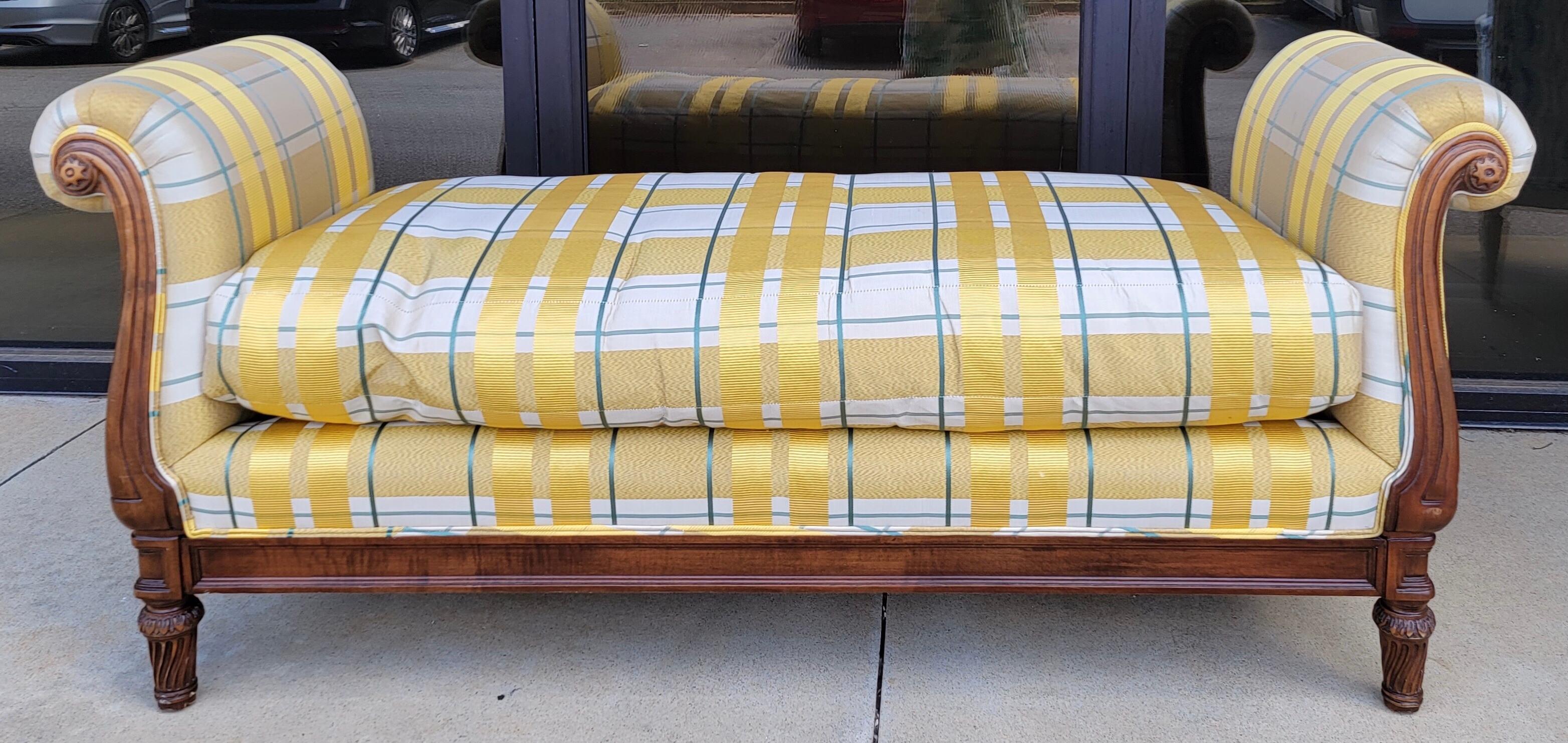 20th Century Late 20th-C. Regency Style Mahogany Upholstered Daybed / Bench / Chaise
