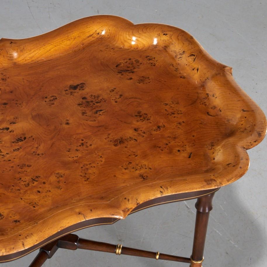 American Late 20th C. Regency Style Yew Wood Removable Tray On Table Stand For Sale