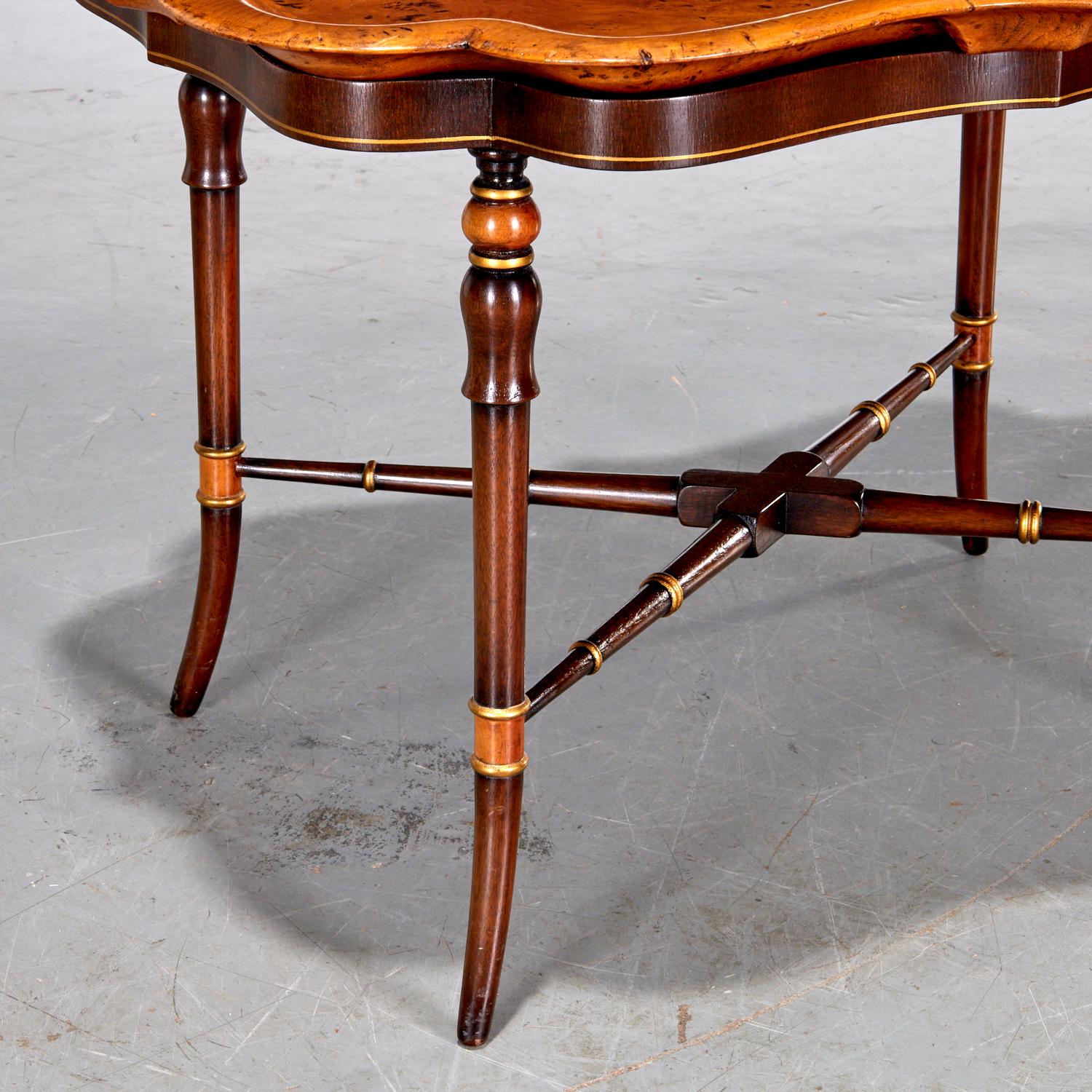 Late 20th Century Late 20th C. Regency Style Yew Wood Removable Tray On Table Stand For Sale
