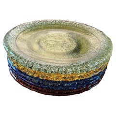 Set von 8 bemerkenswerten Platztellern aus Seeded Glass aus dem späten 20. Jahrhundert in 4 verschiedenen Farben
