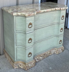 Late 20th-C. Venetian Hand Painted Chest / Commode with Faux Marble Top