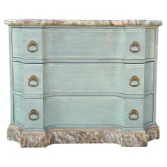 Late 20th-C. Venetian Hand Painted Chest / Commode with Faux Marble Top