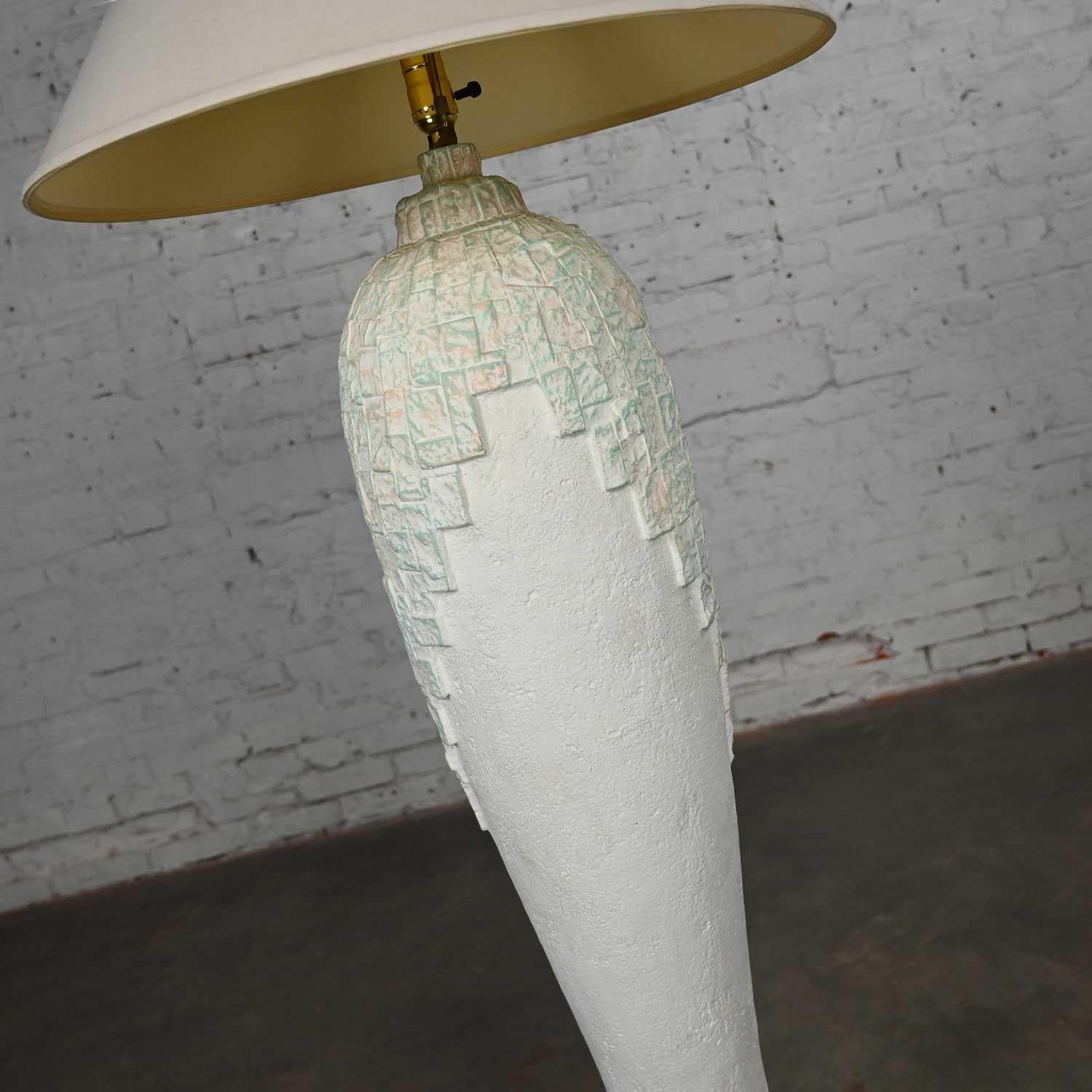 Late 20th Cent Modern to Postmodern Southwest Style Textured Plaster Floor Lamp For Sale 1