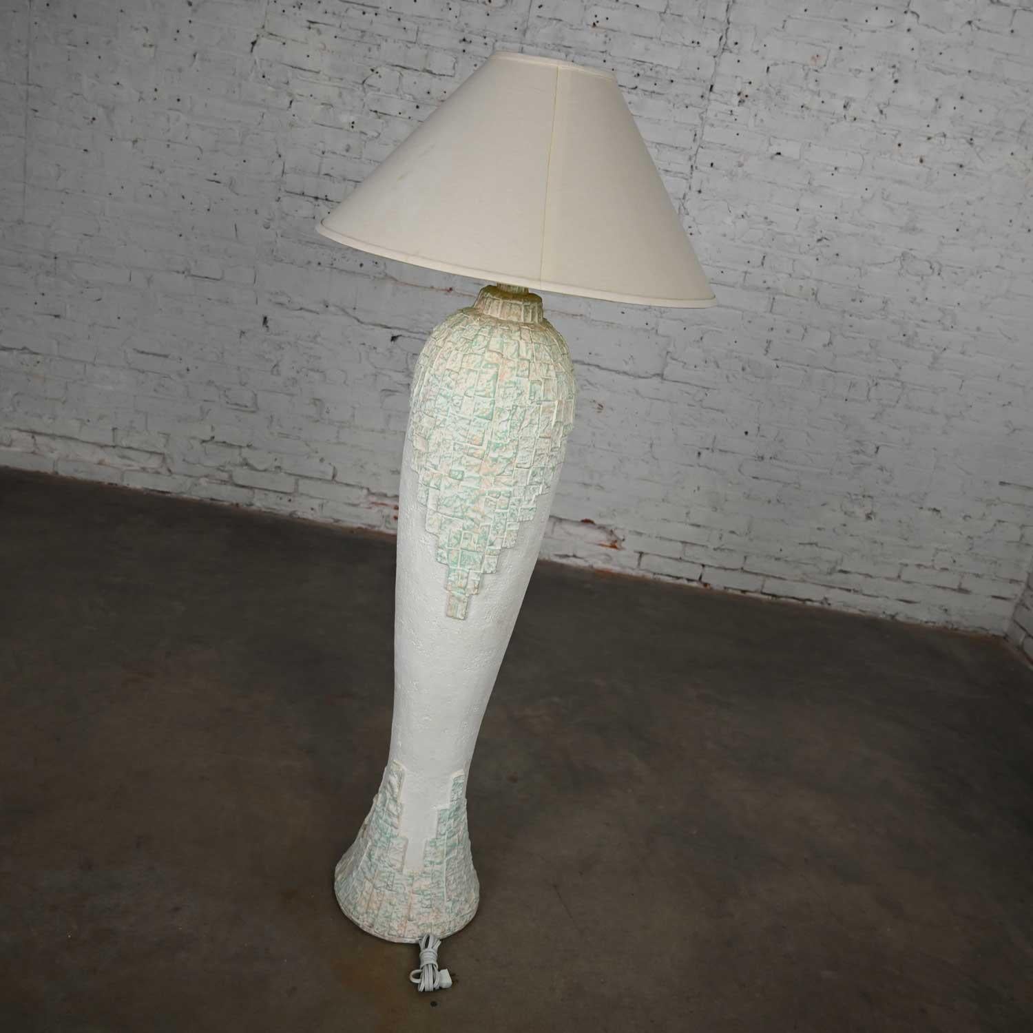 Late 20th Cent Modern to Postmodern Southwest Style Textured Plaster Floor Lamp For Sale 4