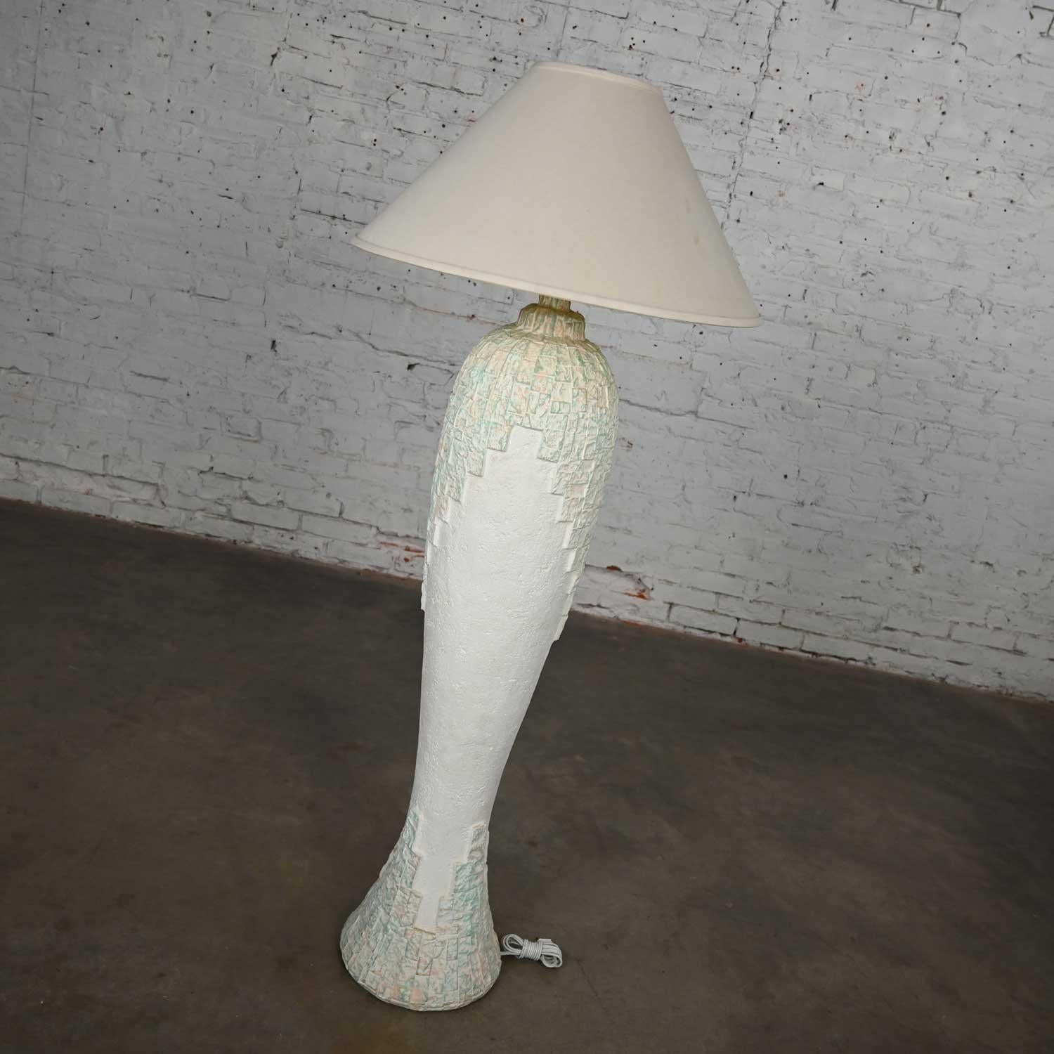 American Late 20th Cent Modern to Postmodern Southwest Style Textured Plaster Floor Lamp For Sale