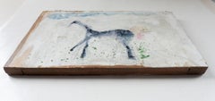 Abstract Dark Blue Horse Mixed Media  Painting