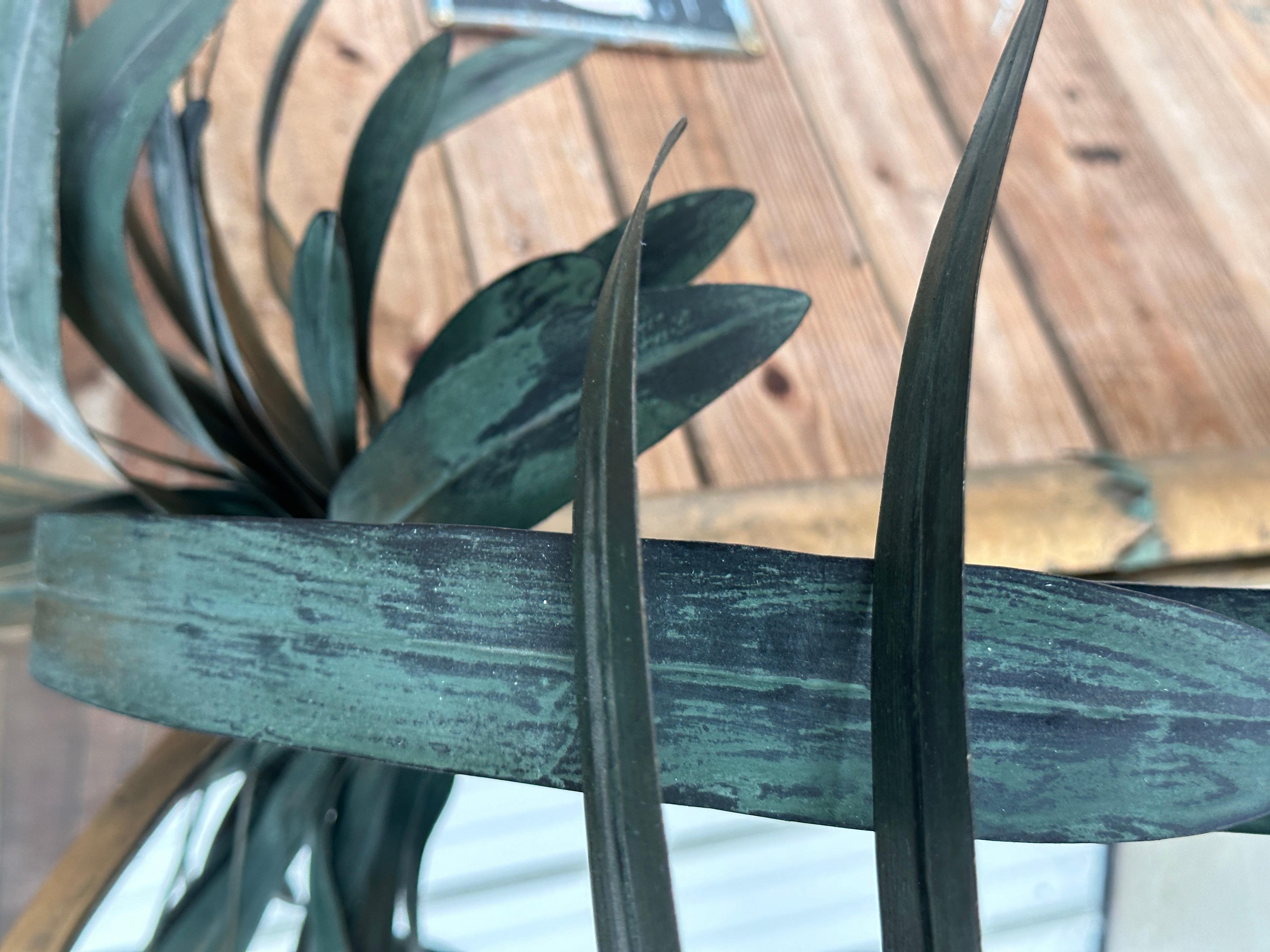Late 20th Centruy Regency Sculptrural Metal Tole Palm Tree Wall Mirror 4